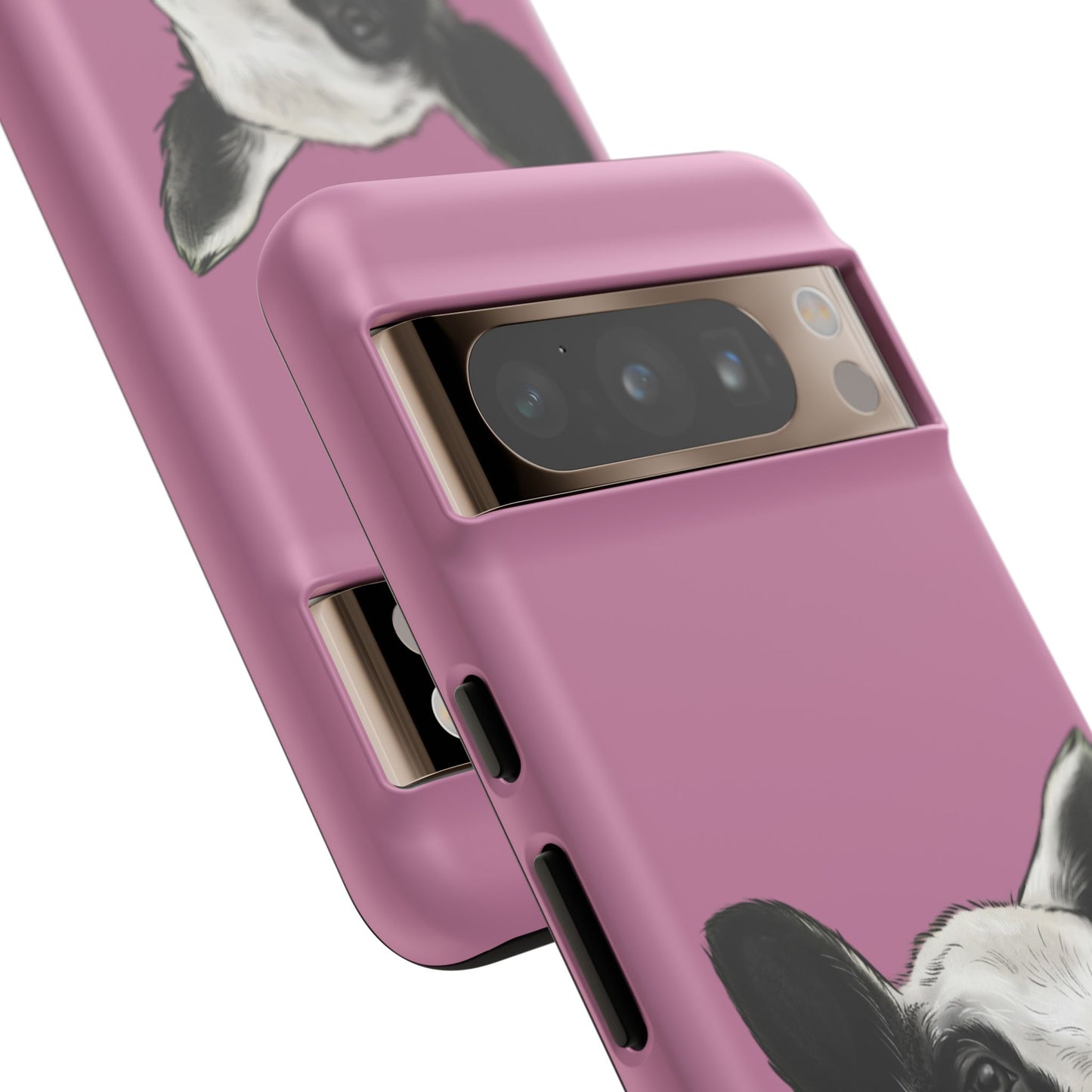 Pink Dutch Spotted Sheep Portrait Phone Case - Black & White Lamb Illustration Protective Cover