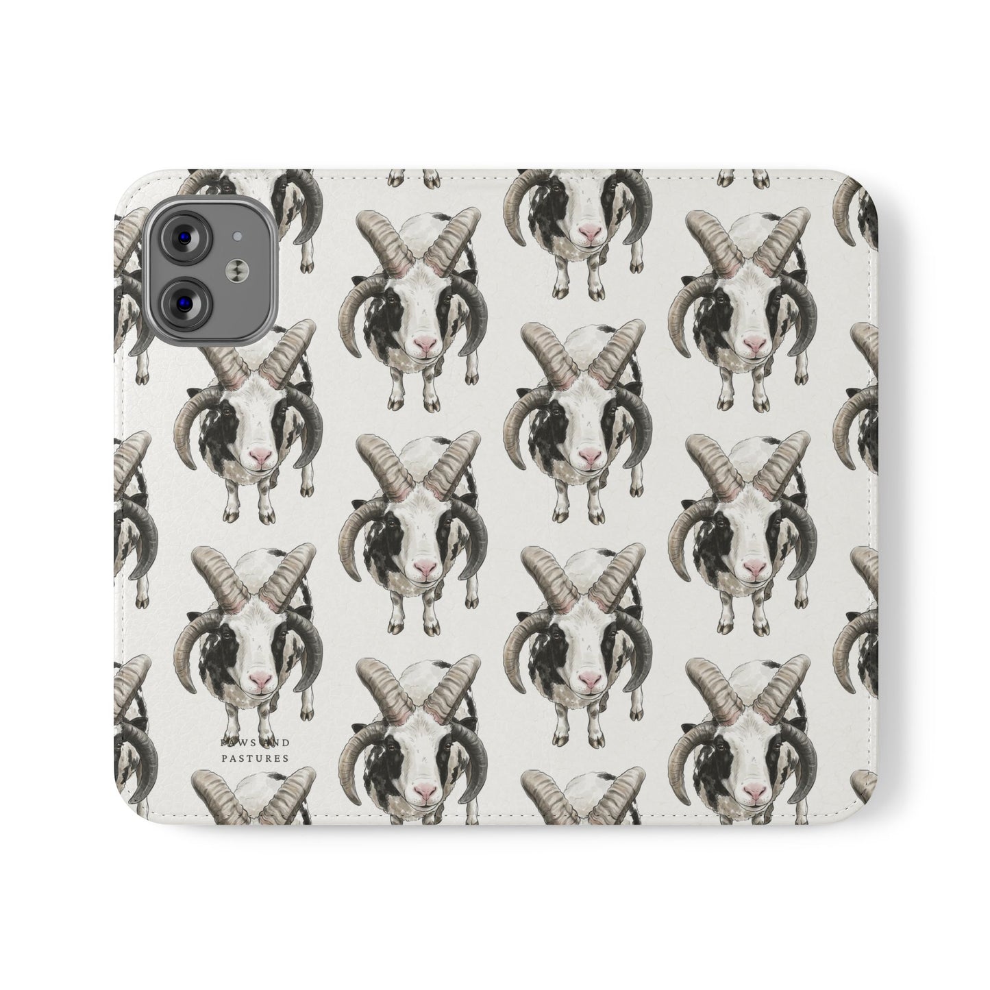Jacob Sheep Pattern Flip Phone Case — Cute Farm Animal Wallet Cover