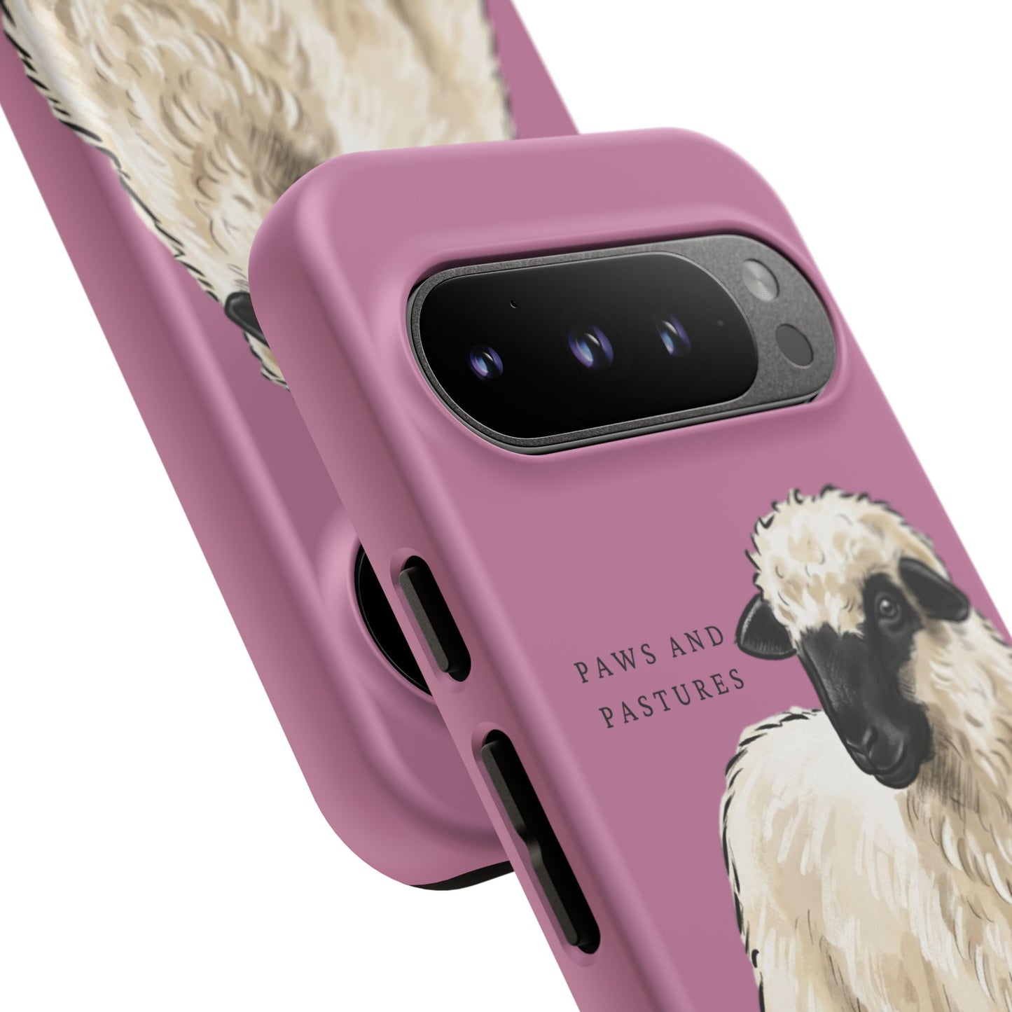 Pink Valais Blacknose Sheep Phone Case – 'Paws and Pastures' Cute Lamb Protective iPhone Cover