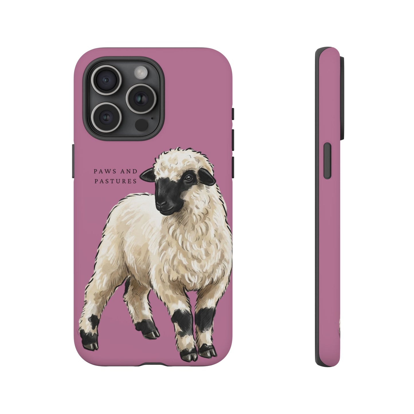 Pink Valais Blacknose Sheep Phone Case – 'Paws and Pastures' Cute Lamb Protective iPhone Cover