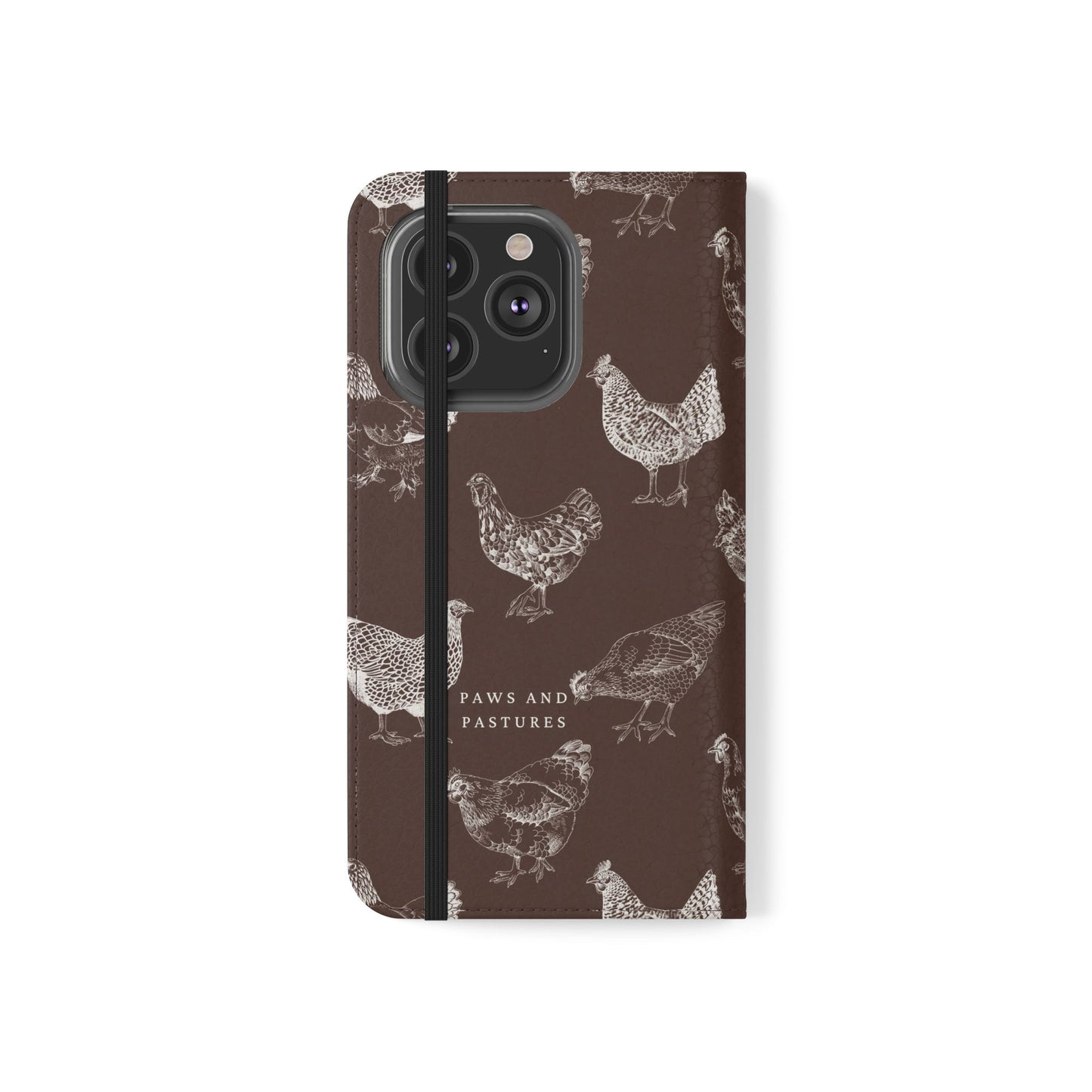 Chicken Pattern Flip Phone Case – Rustic Farmhouse Wallet Cover