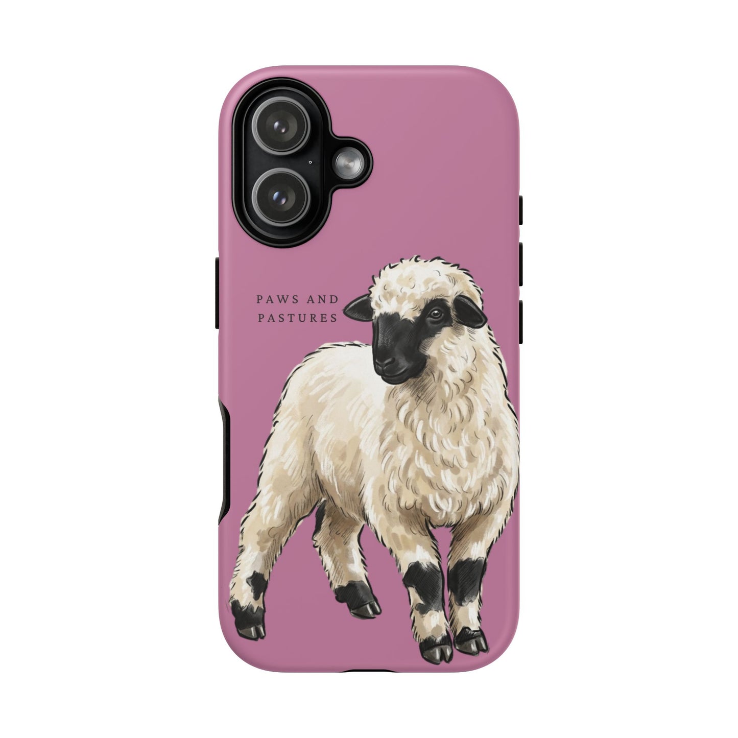 Pink Valais Blacknose Sheep Phone Case – 'Paws and Pastures' Cute Lamb Protective iPhone Cover