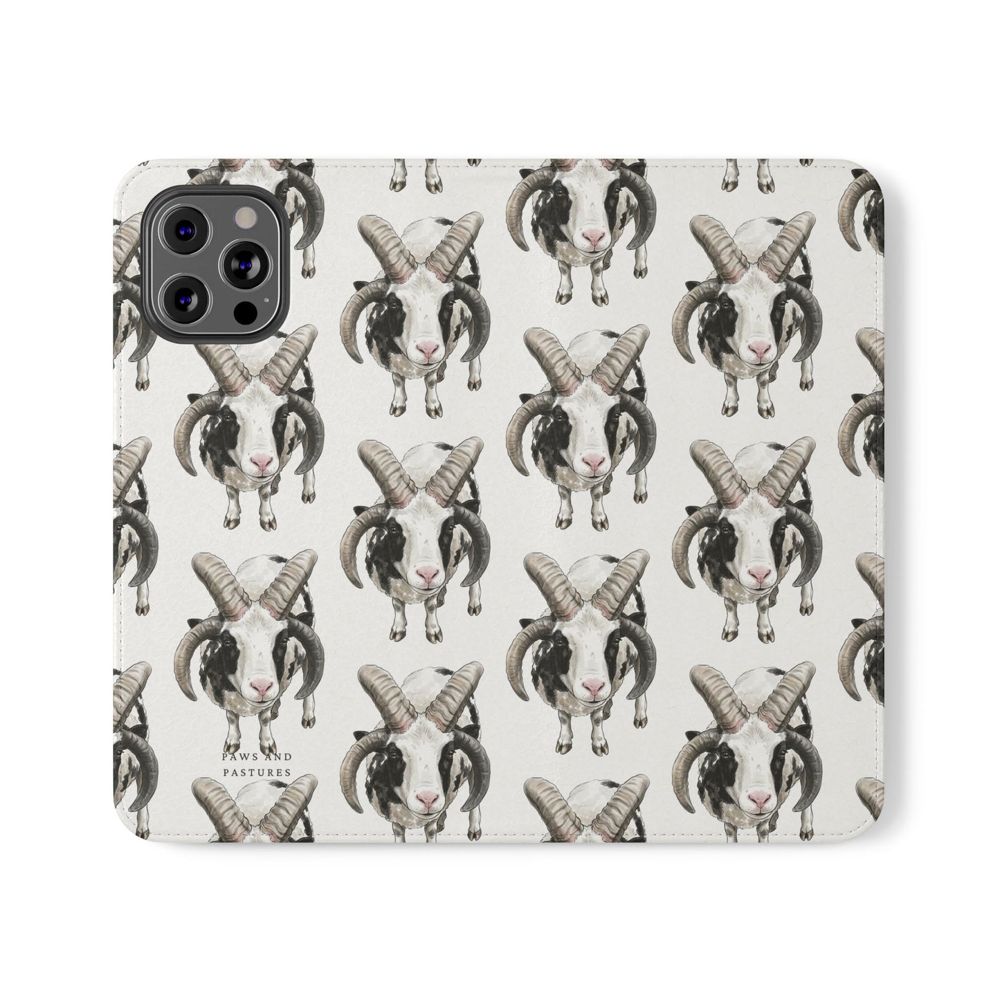 Jacob Sheep Pattern Flip Phone Case — Cute Farm Animal Wallet Cover