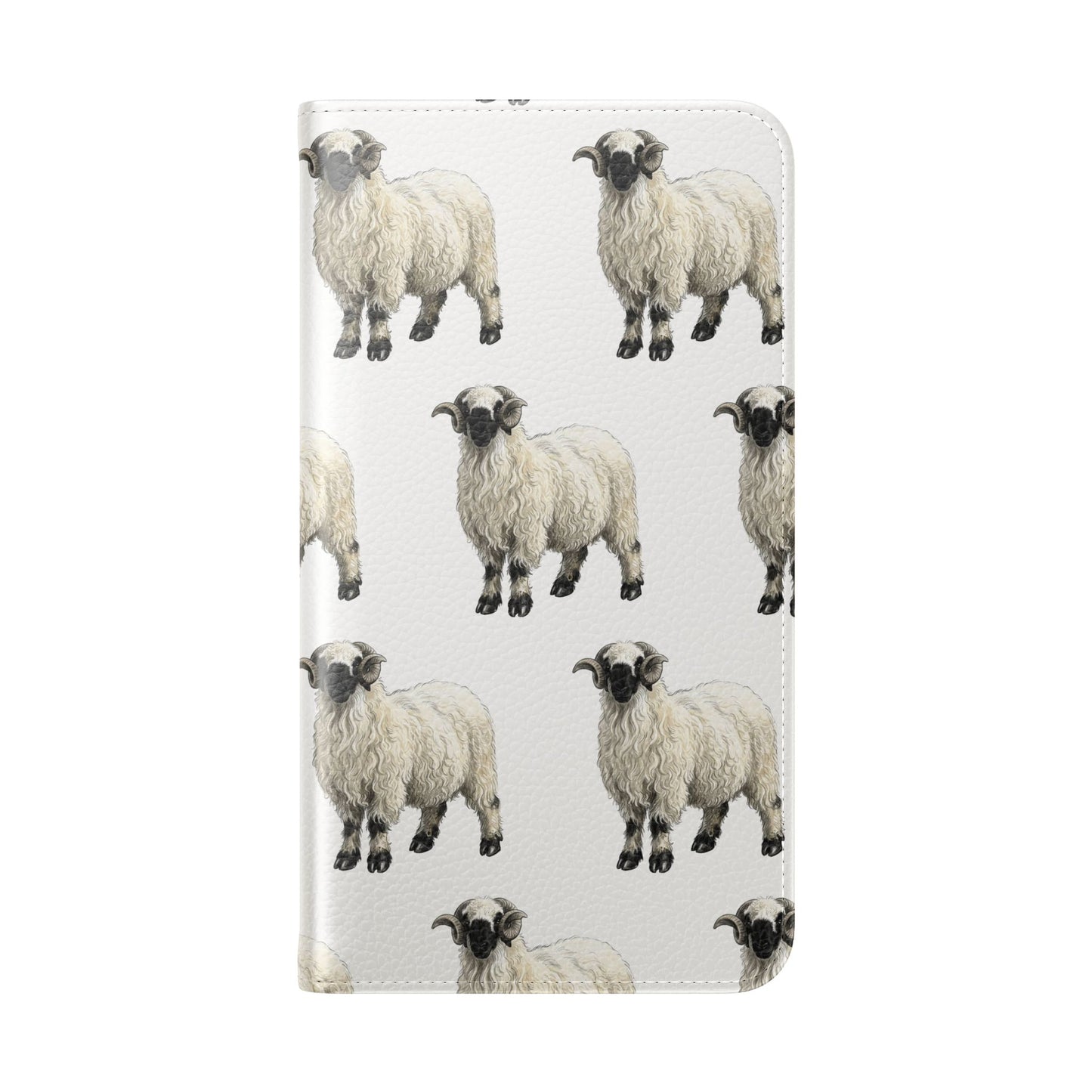Valais Blacknose Sheep Pattern Flip Phone Case – Cute Farm Animal Wallet Cover