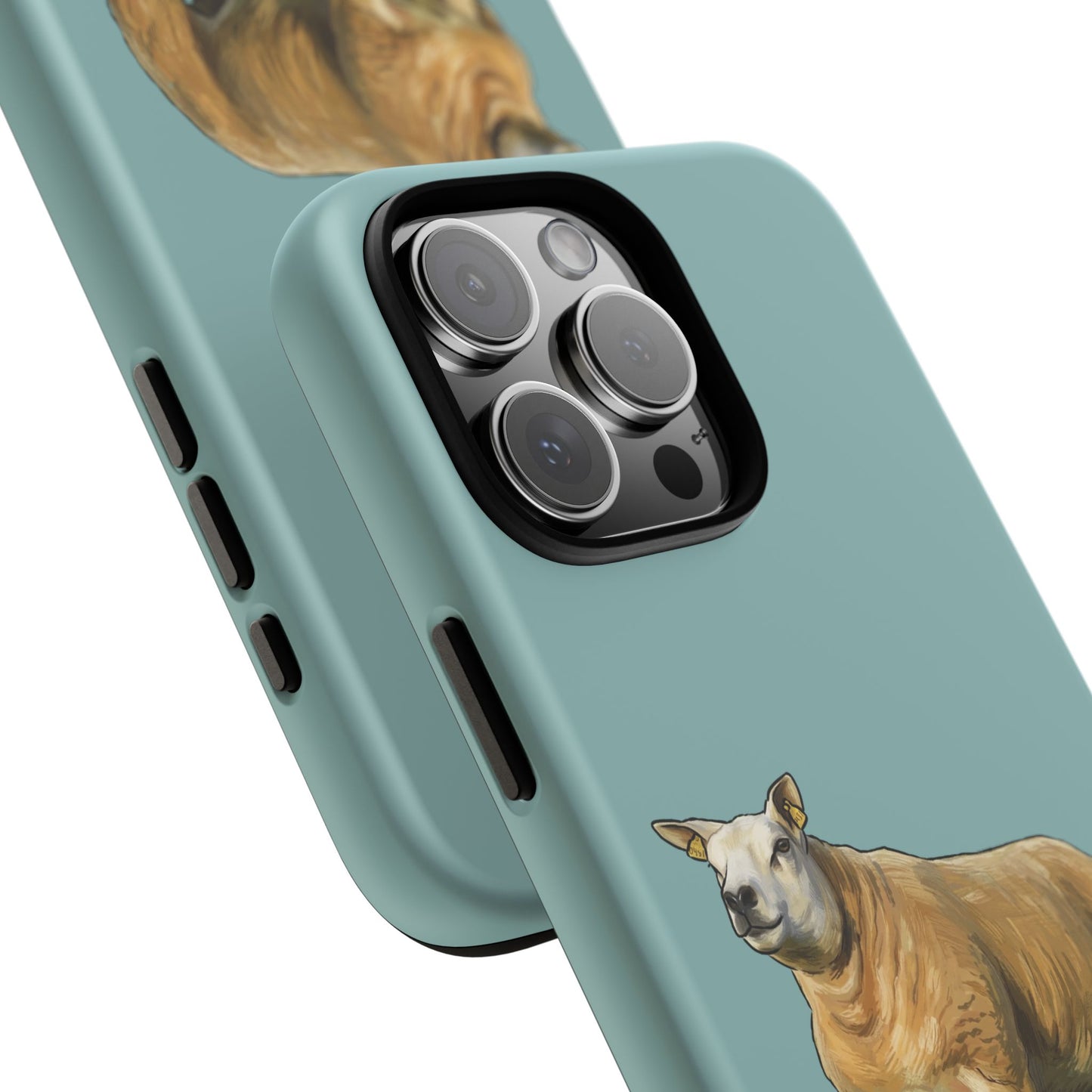Teal Texel Sheep Illustration Phone Case — "Paws and Pastures" Protective Phone Cover