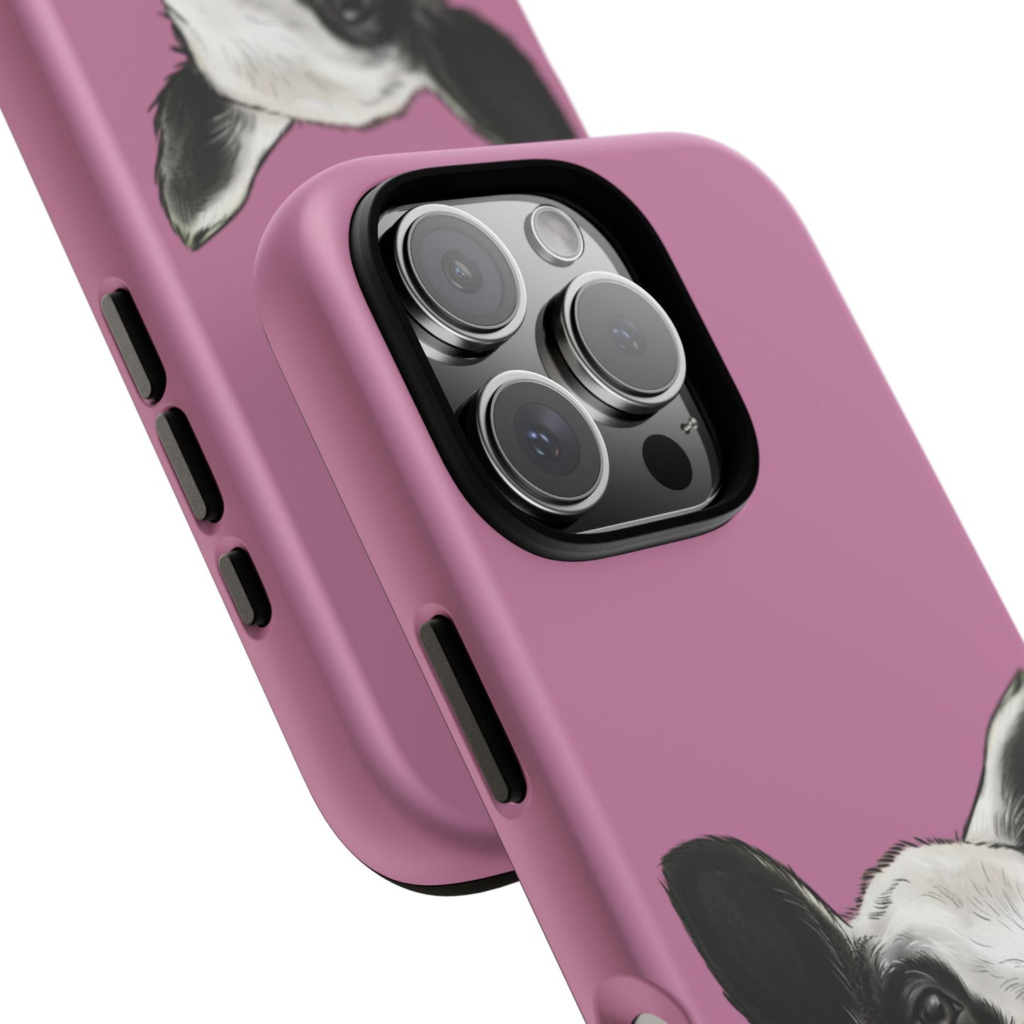 Pink Dutch Spotted Sheep Portrait Phone Case - Black & White Lamb Illustration Protective Cover