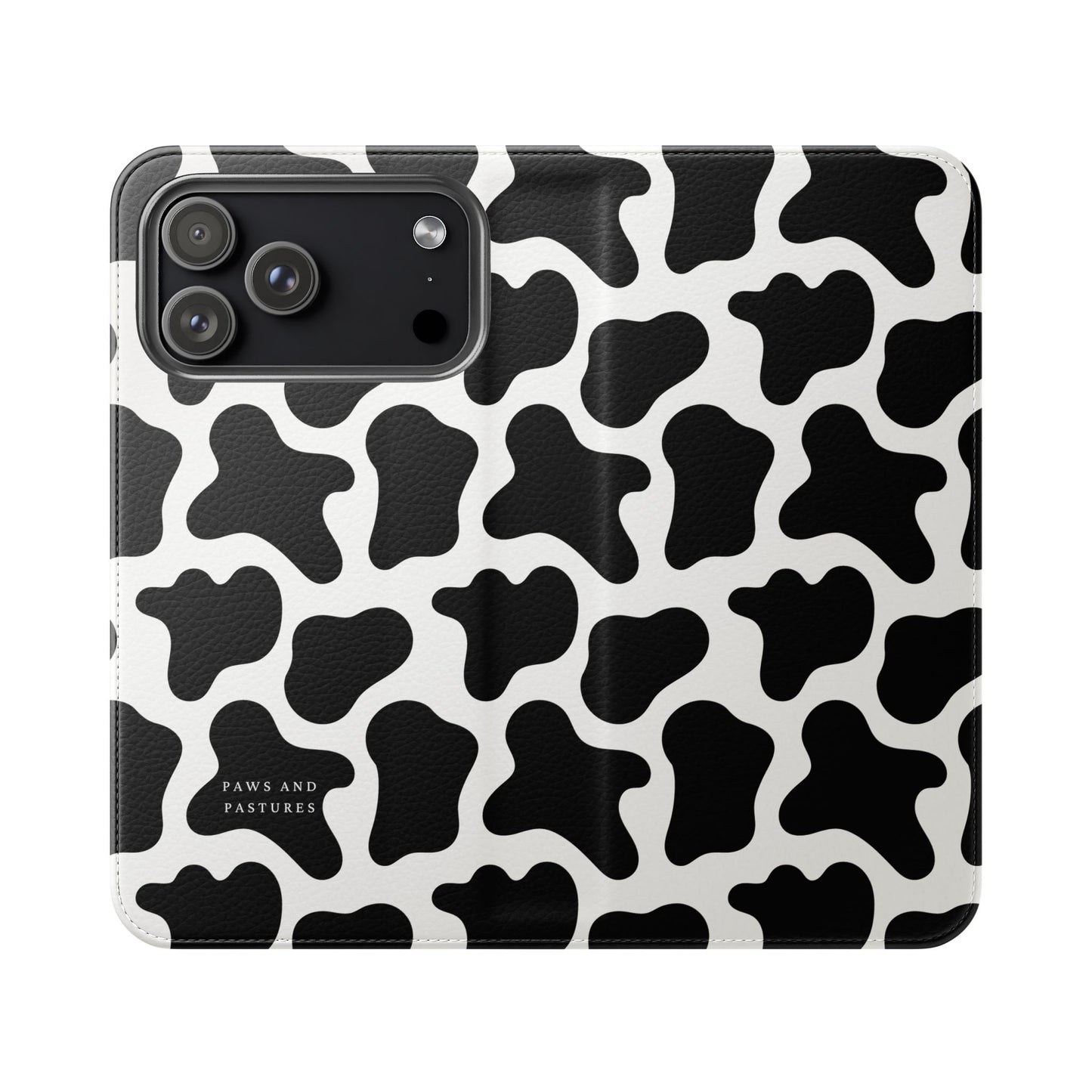 Cow Print Flip Phone Case — Black & White Wallet Flip Case