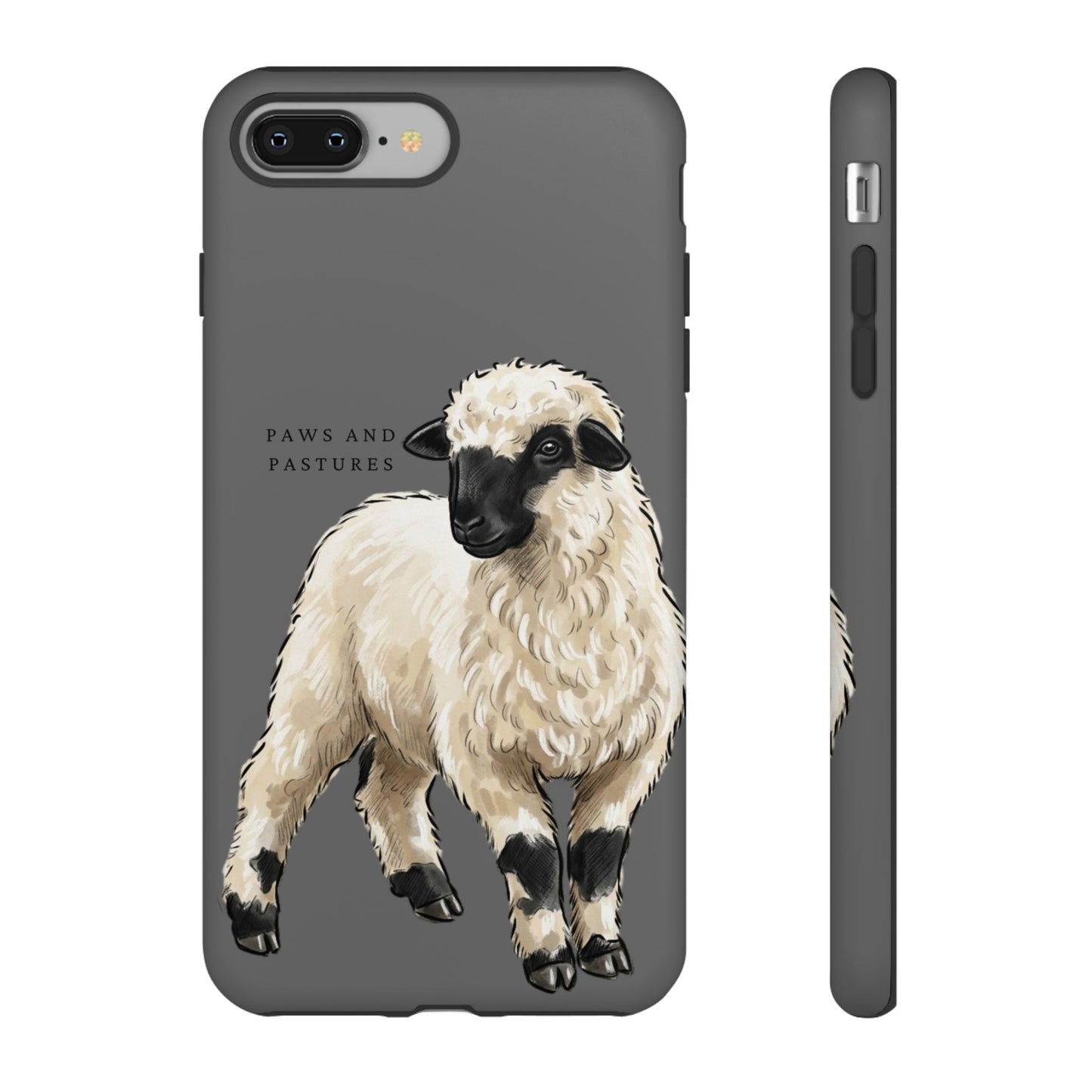 Grey Valais Blacknose Sheep Phone Case – 'Paws and Pastures' Cute Lamb Protective iPhone Cover