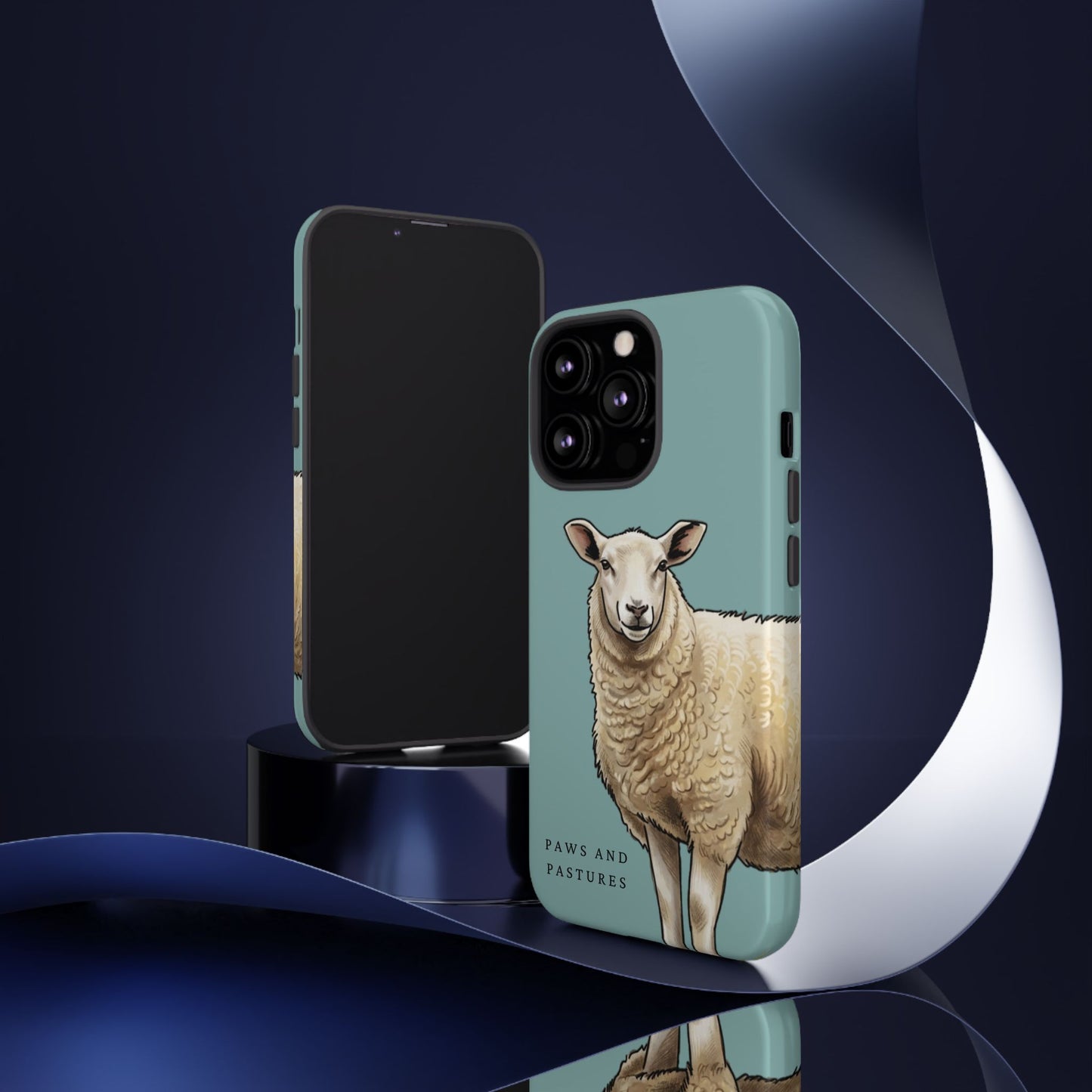 Teal Sheep Illustration Tough Phone Case