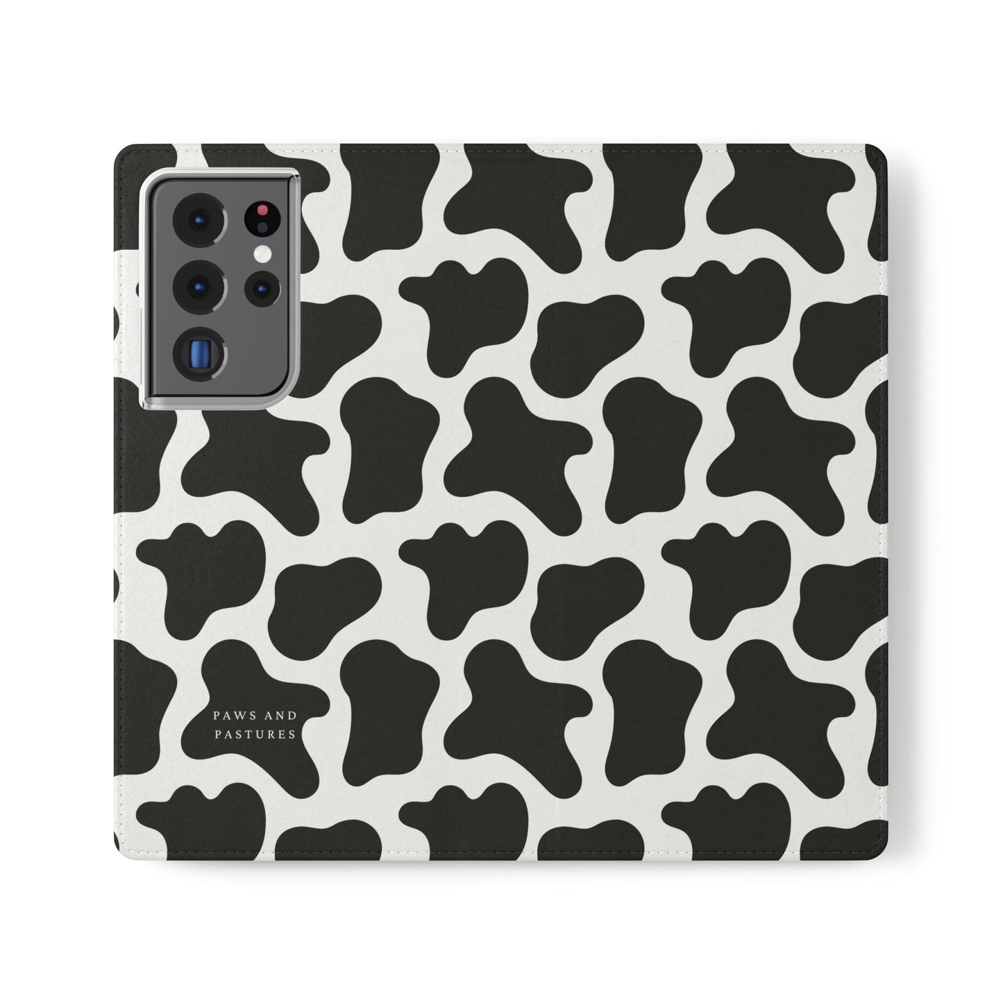 Cow Print Flip Phone Case — Black & White Wallet Flip Case