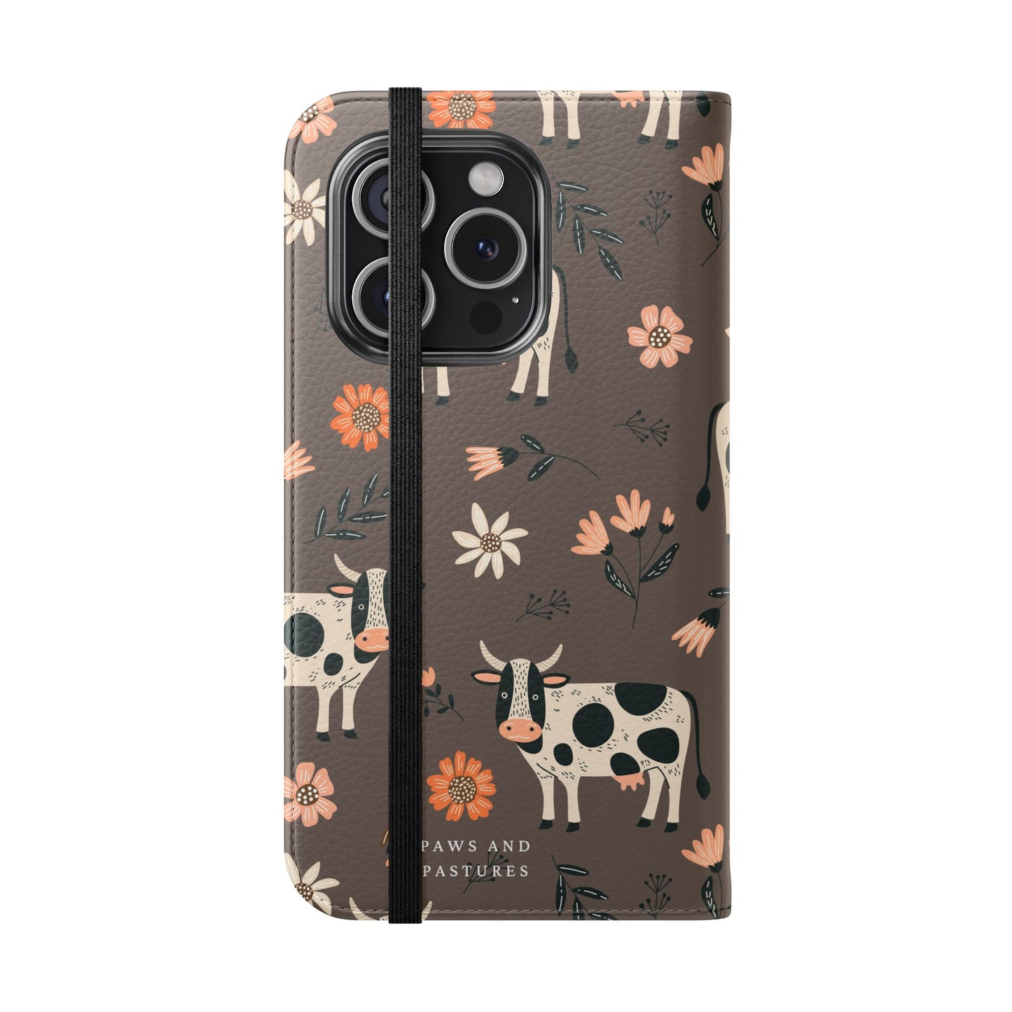 Cow Floral Flip Phone Case – Folklore Farm Pattern Wallet Case