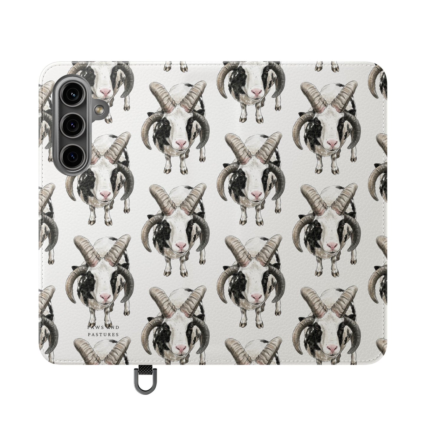 Jacob Sheep Pattern Flip Phone Case — Cute Farm Animal Wallet Cover