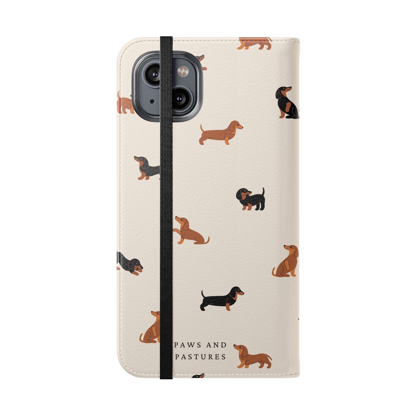 Dachshund Pattern Flip Phone Case — Wallet Folio with Card Slots