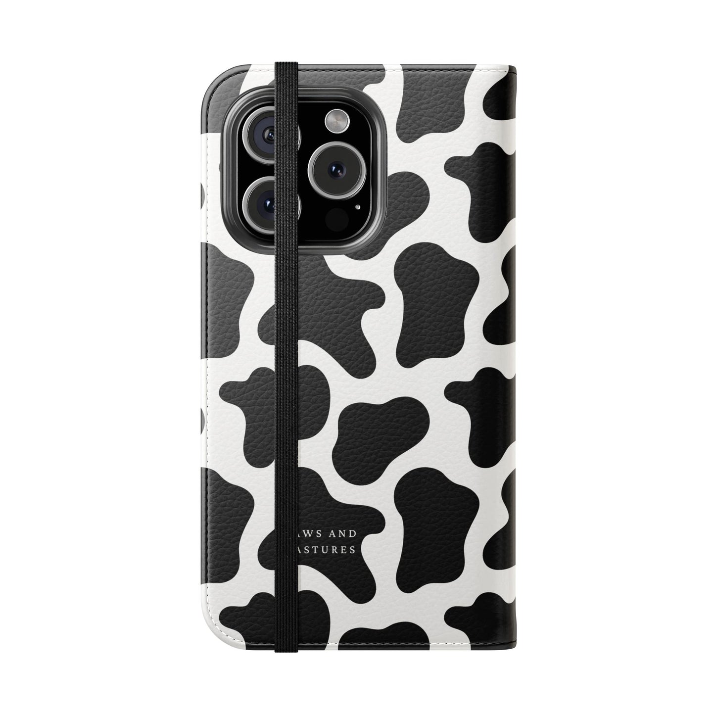 Cow Print Flip Phone Case — Black & White Wallet Flip Case