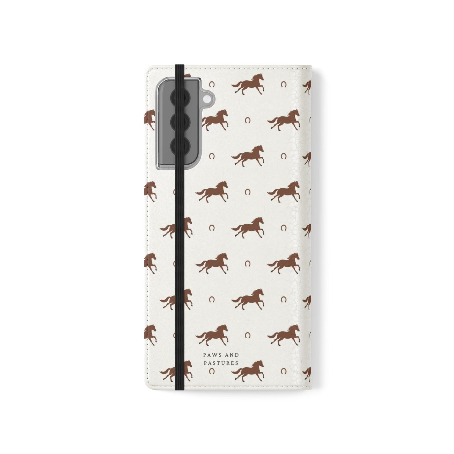 Horse Pattern Flip Case — Leather Wallet Phone Cover with Galloping Horses