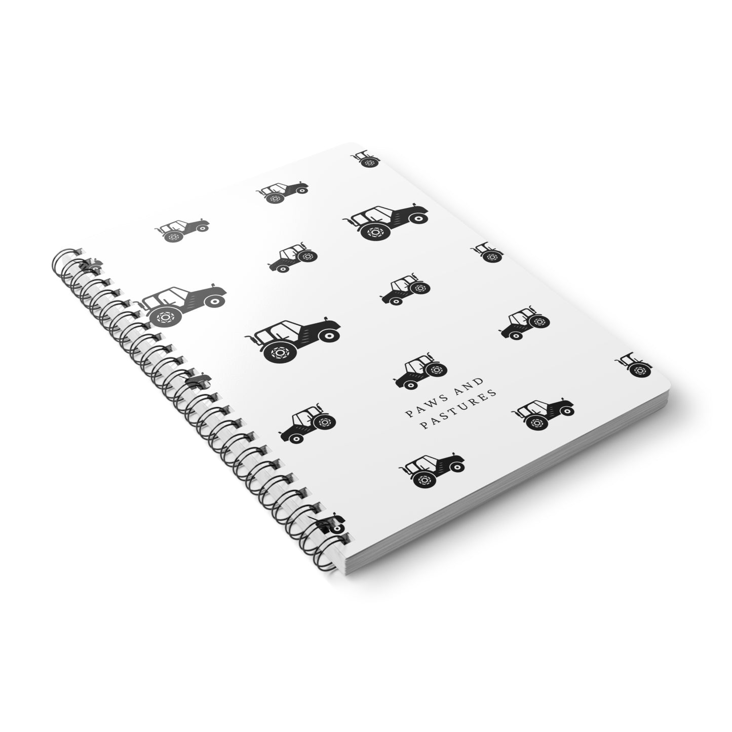 Tractor Pattern A5 Wirobound Notebook — "Paws and Pastures" Lined Journal