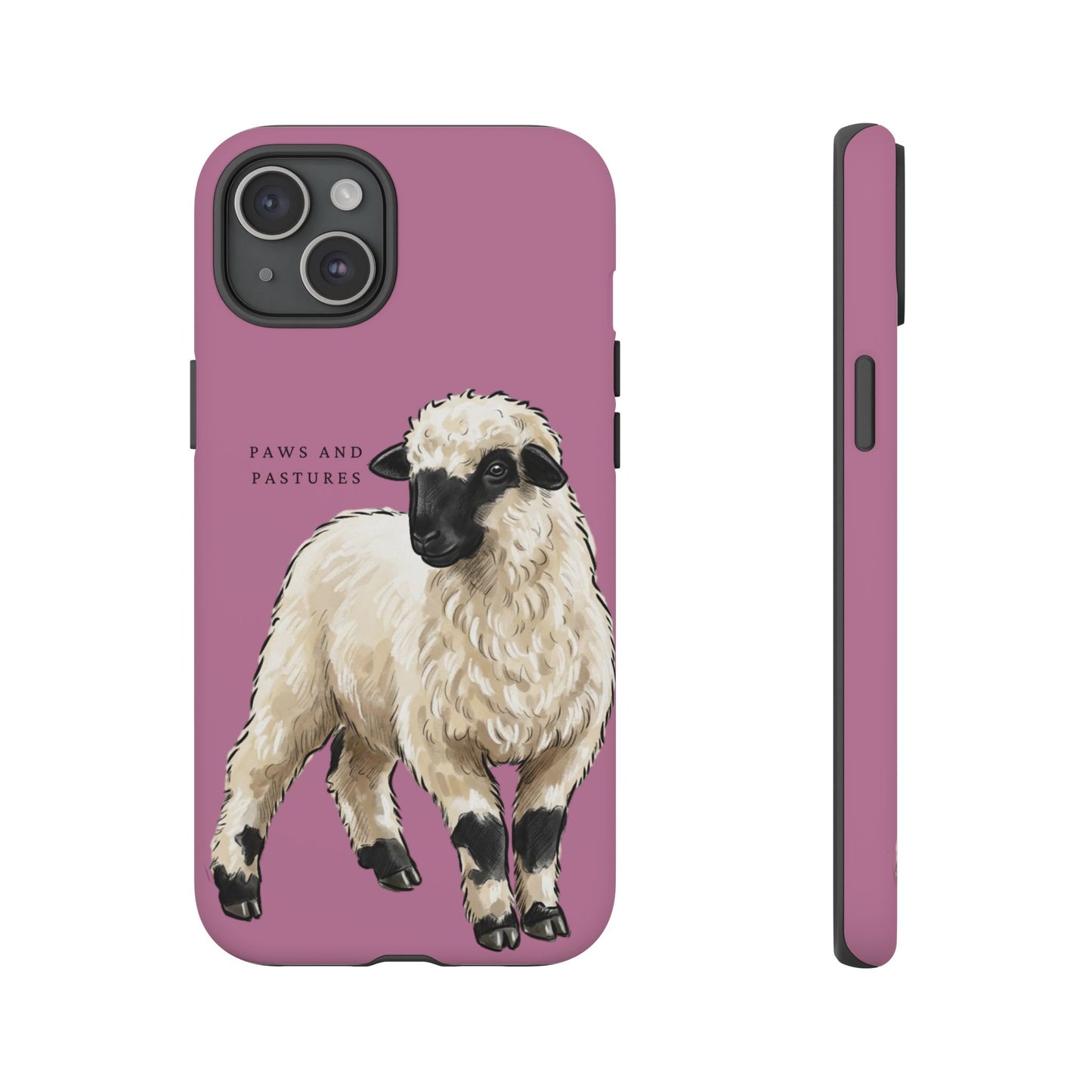 Pink Valais Blacknose Sheep Phone Case – 'Paws and Pastures' Cute Lamb Protective iPhone Cover