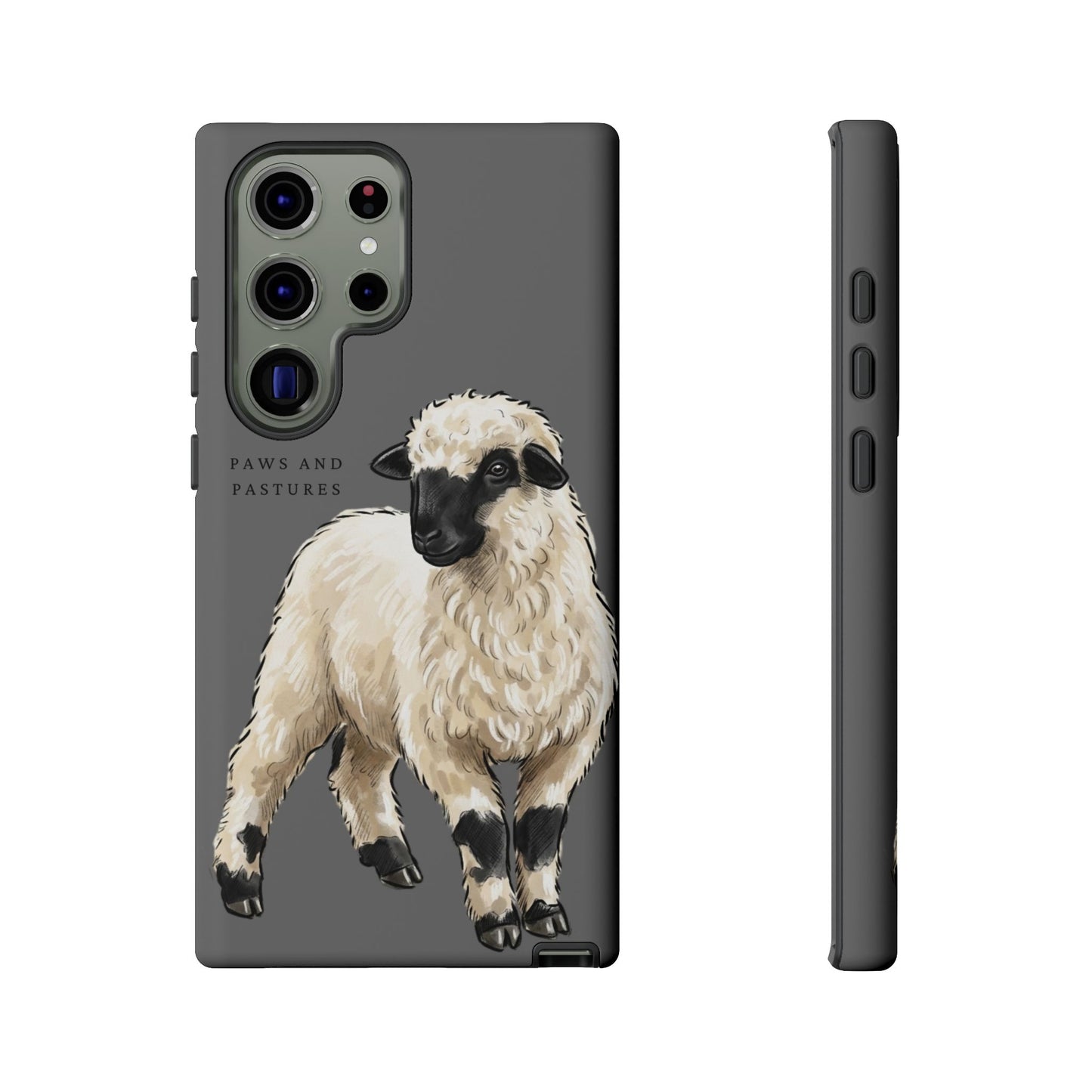 Grey Valais Blacknose Sheep Phone Case – 'Paws and Pastures' Cute Lamb Protective iPhone Cover