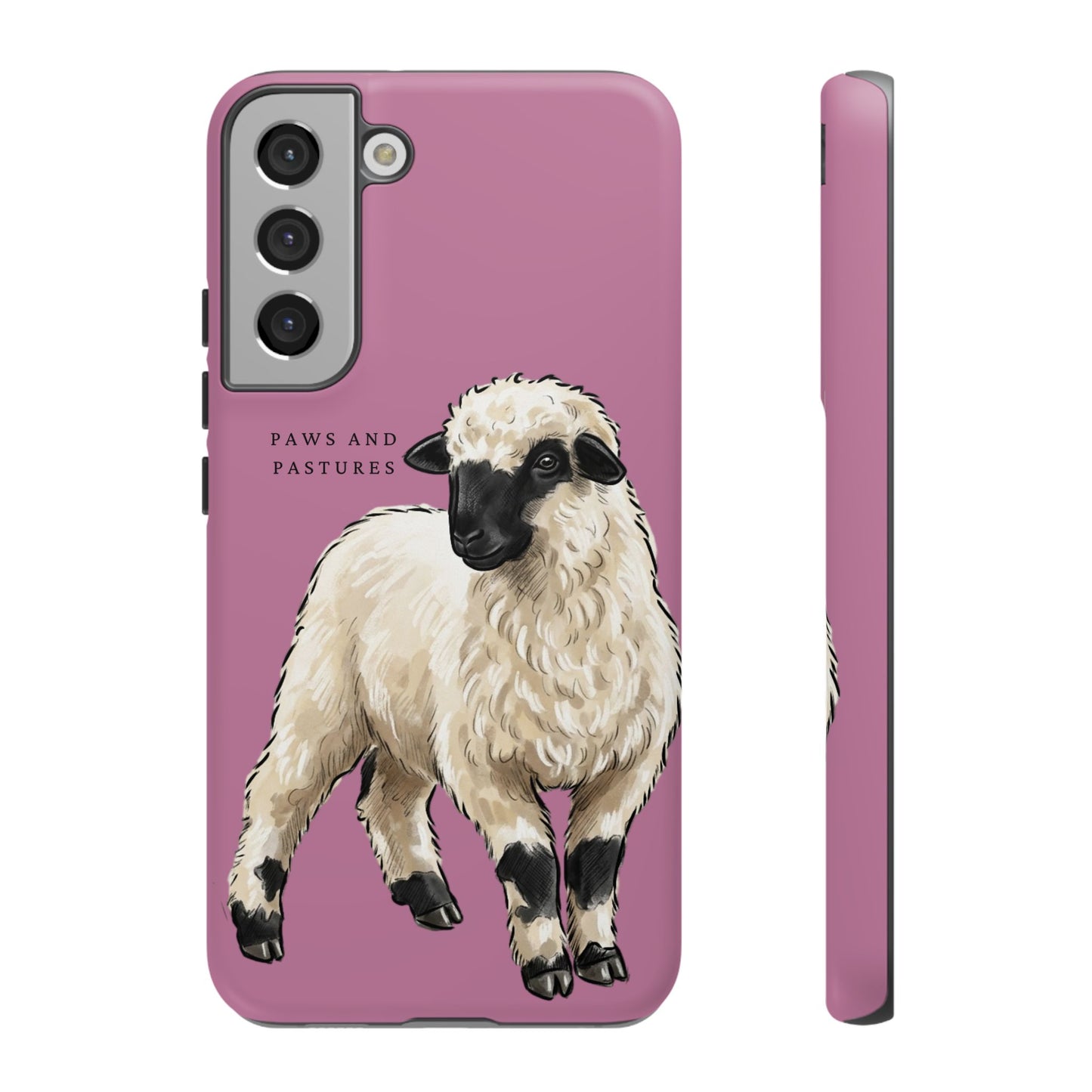 Pink Valais Blacknose Sheep Phone Case – 'Paws and Pastures' Cute Lamb Protective iPhone Cover