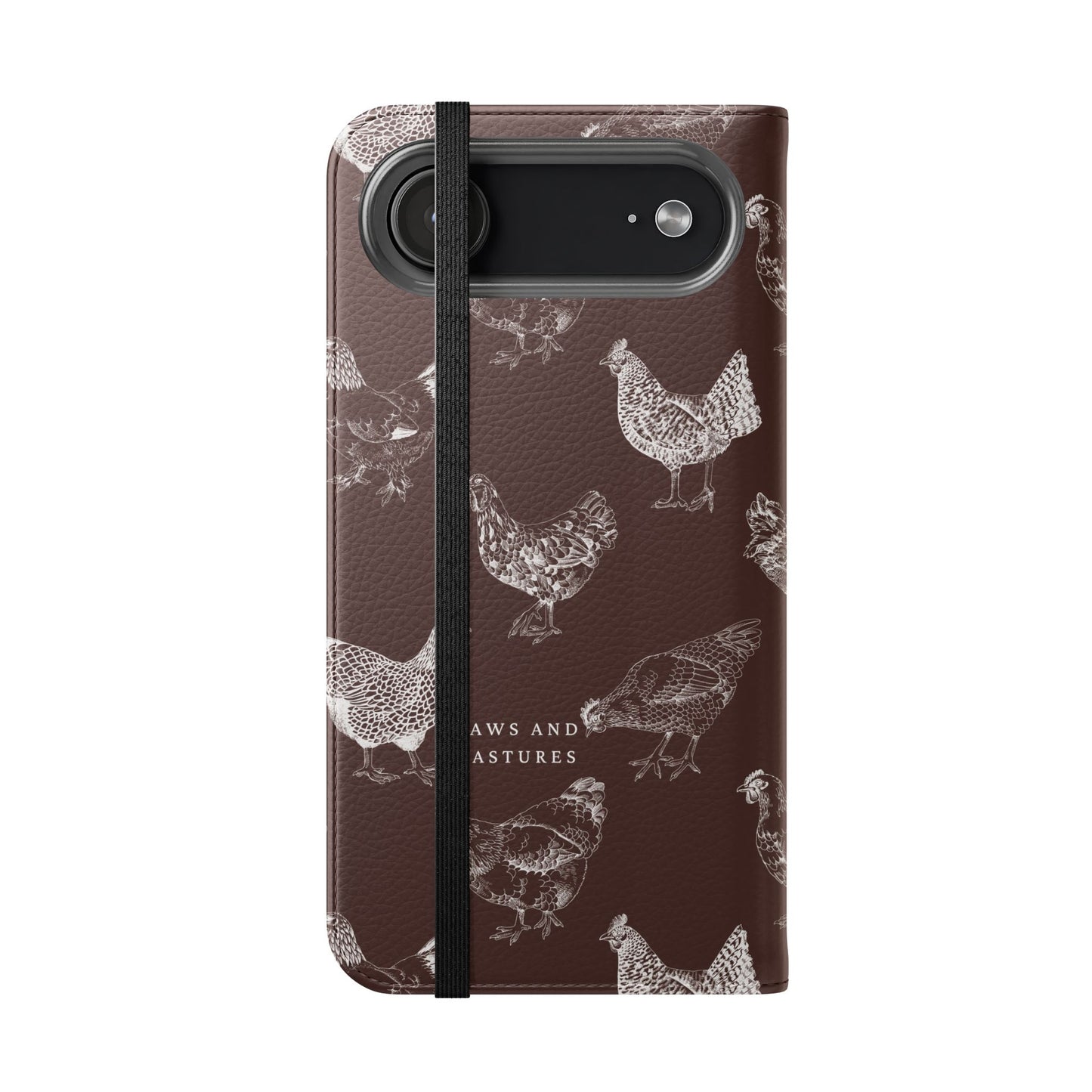 Chicken Pattern Flip Phone Case – Rustic Farmhouse Wallet Cover