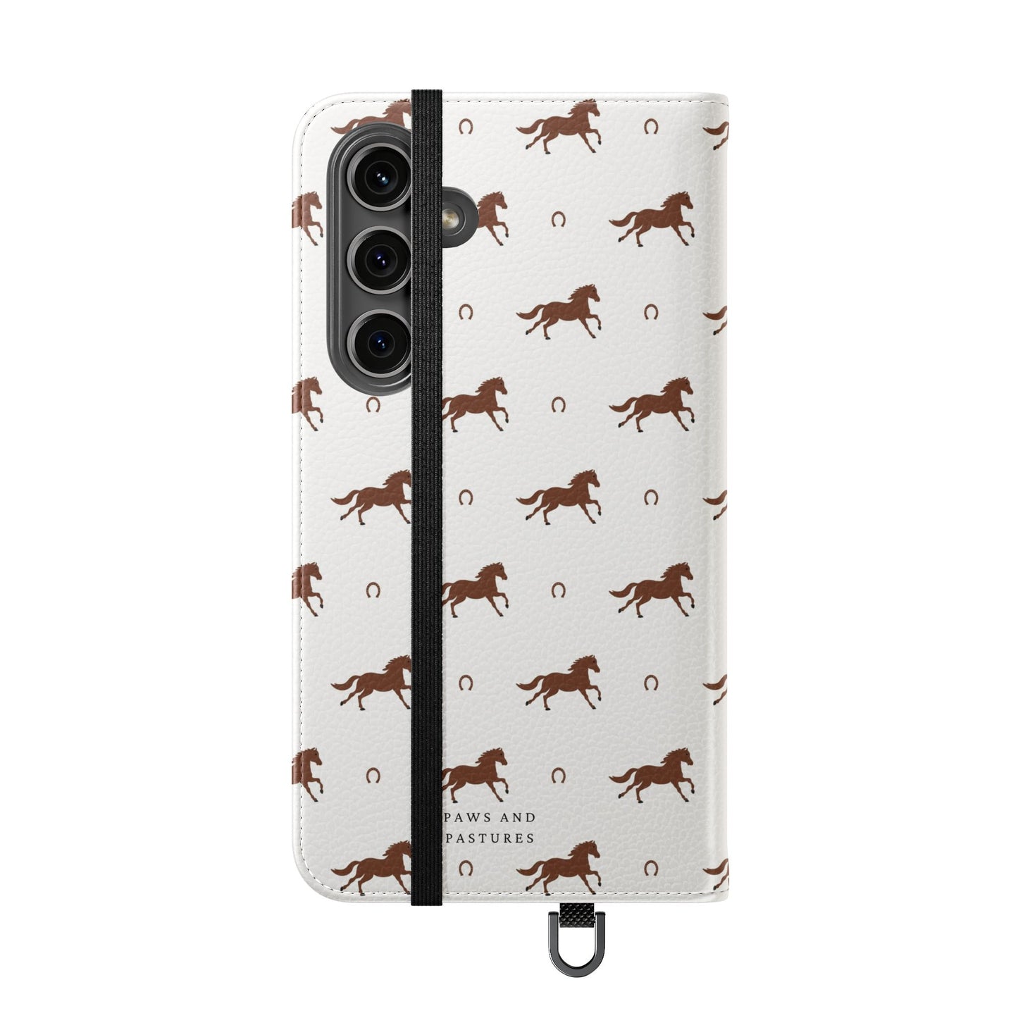Horse Pattern Flip Case — Leather Wallet Phone Cover with Galloping Horses