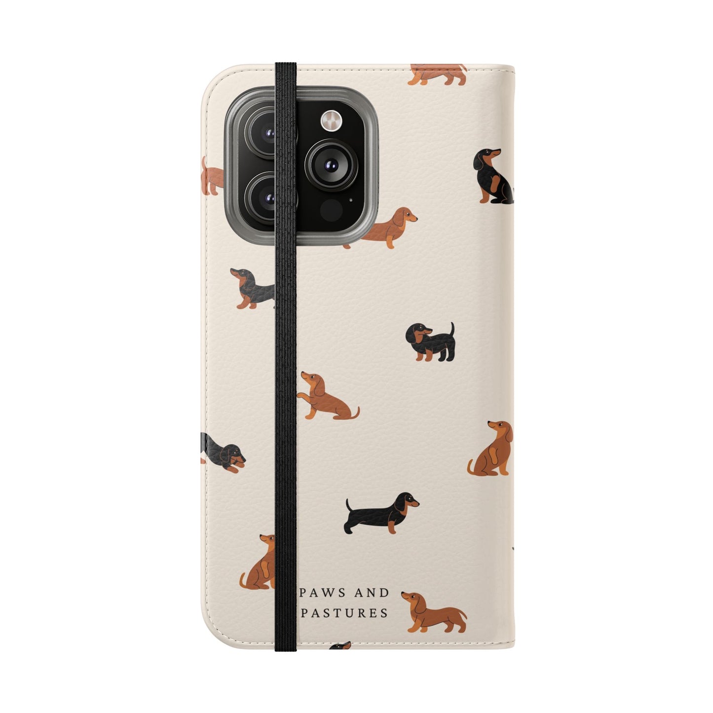 Dachshund Pattern Flip Phone Case — Wallet Folio with Card Slots
