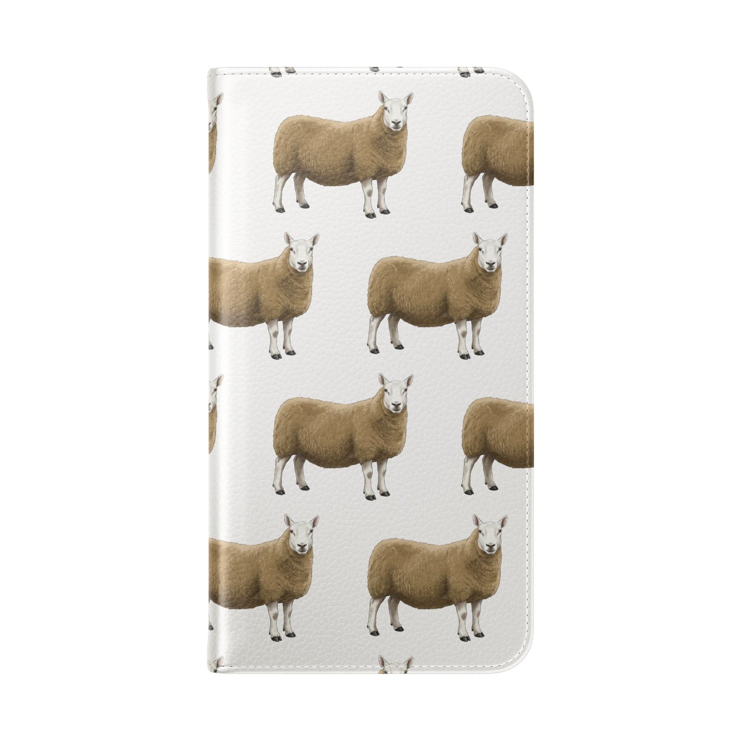 Cheviot Sheep Pattern Flip Phone Case – Cute Pastoral Wallet Cover with Card Slots