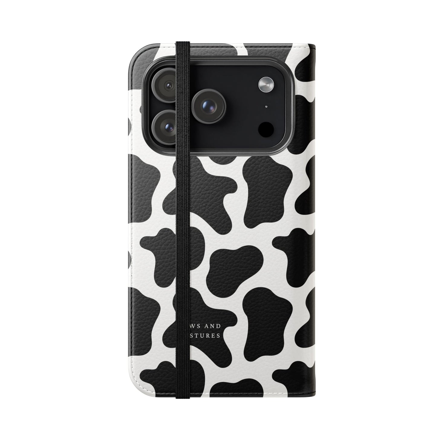 Cow Print Flip Phone Case — Black & White Wallet Flip Case