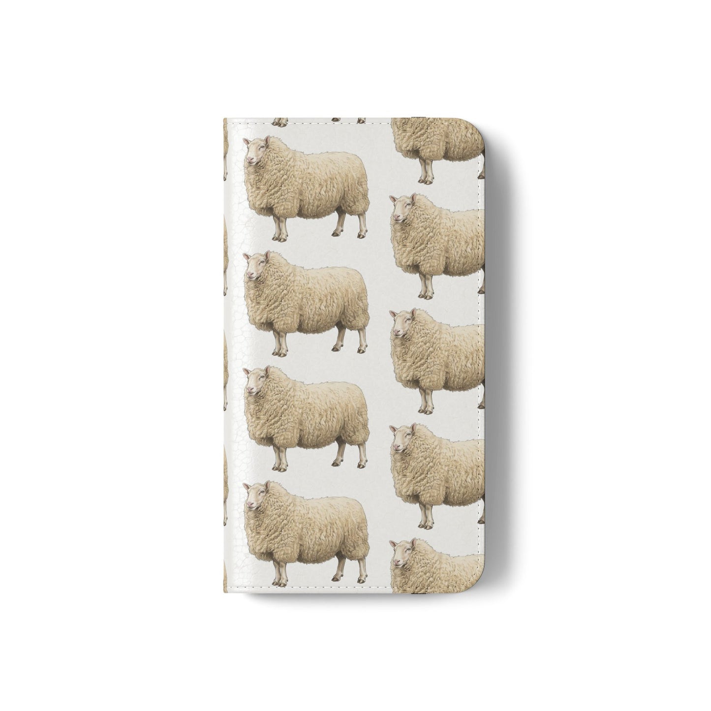 Cheviot Sheep Pattern Flip Phone Case – Cute Pastoral Wallet Cover with Card Slots