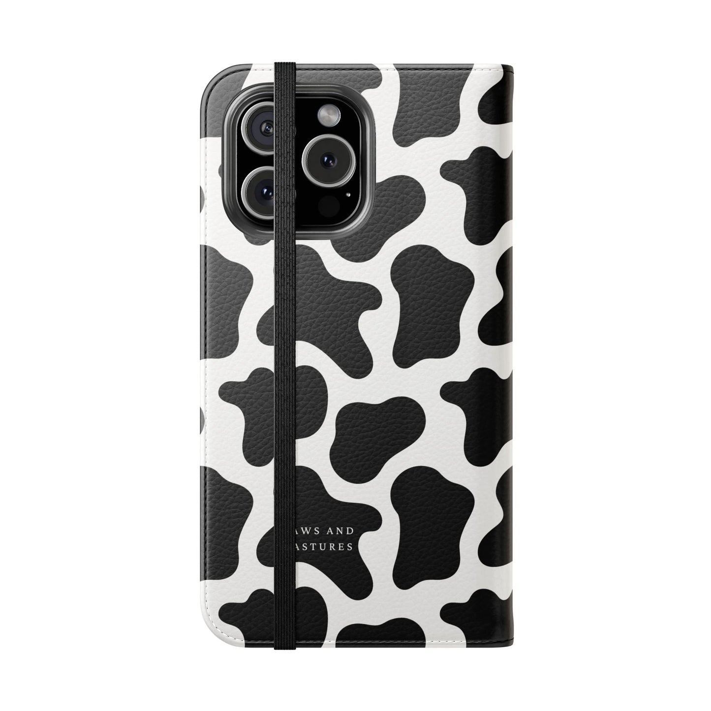 Cow Print Flip Phone Case — Black & White Wallet Flip Case