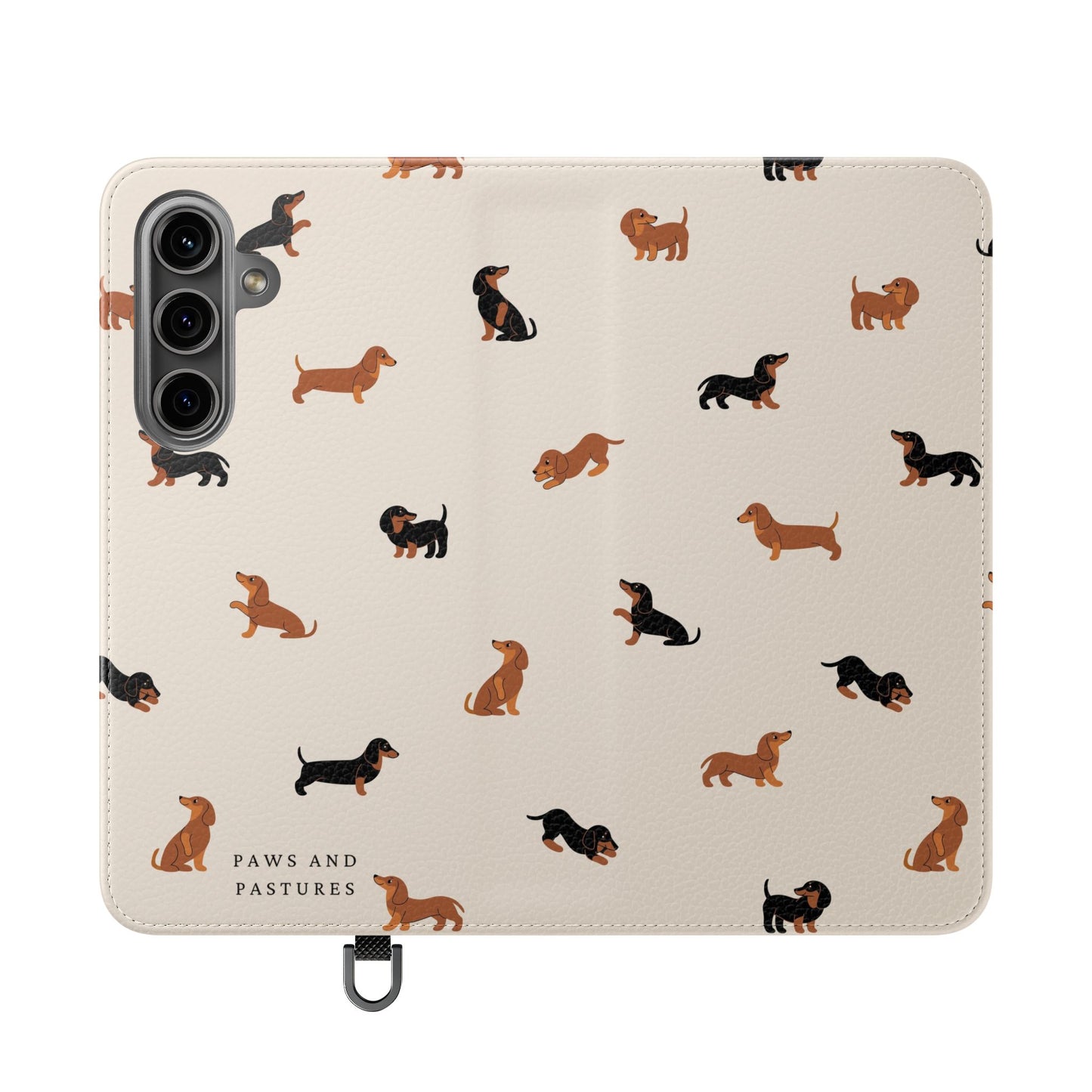 Dachshund Pattern Flip Phone Case — Wallet Folio with Card Slots