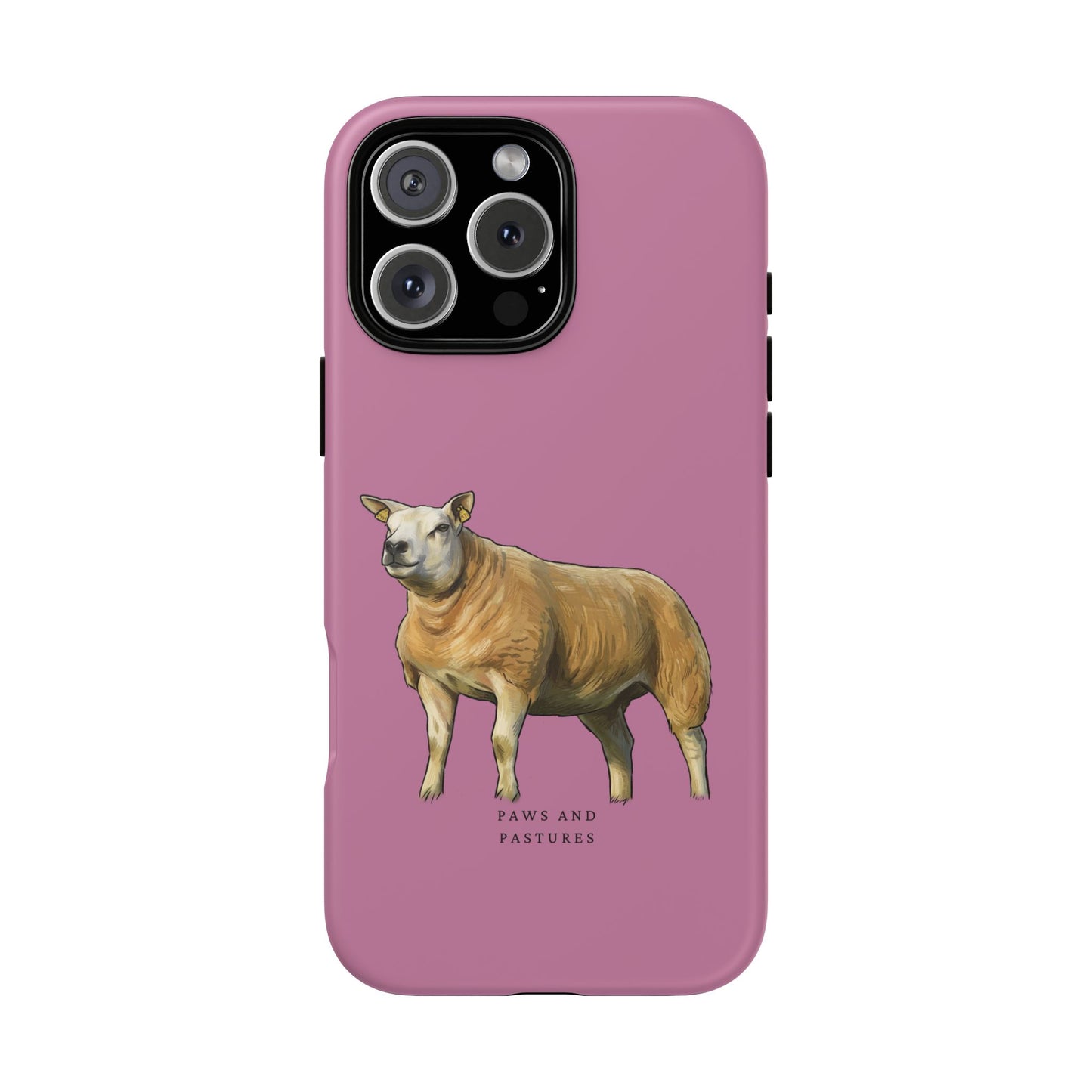 Pink Texel Sheep Illustration Phone Case — "Paws and Pastures" Protective iPhone Cover