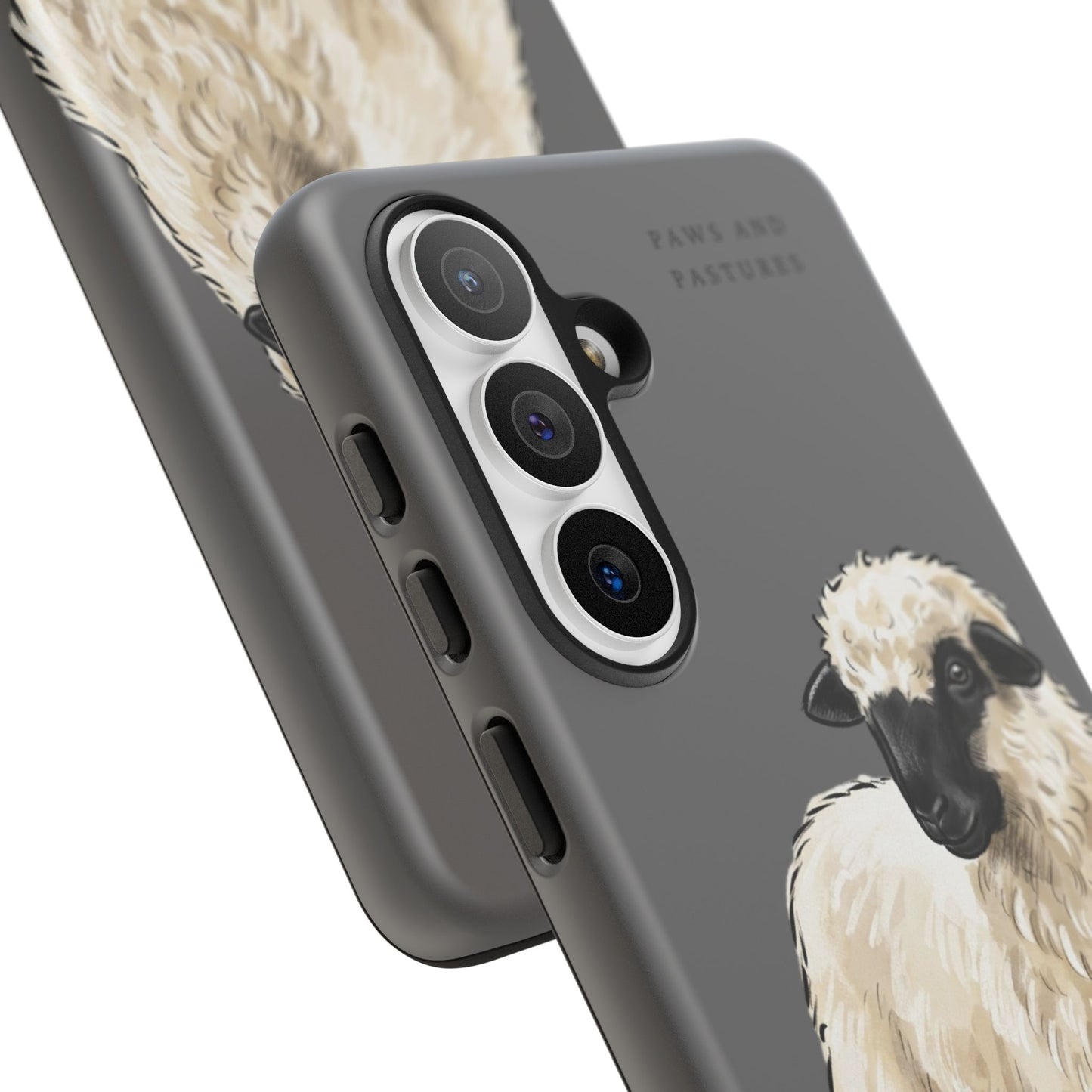 Grey Valais Blacknose Sheep Phone Case – 'Paws and Pastures' Cute Lamb Protective iPhone Cover