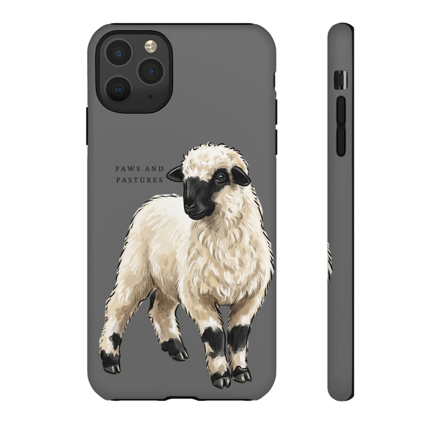 Grey Valais Blacknose Sheep Phone Case – 'Paws and Pastures' Cute Lamb Protective iPhone Cover