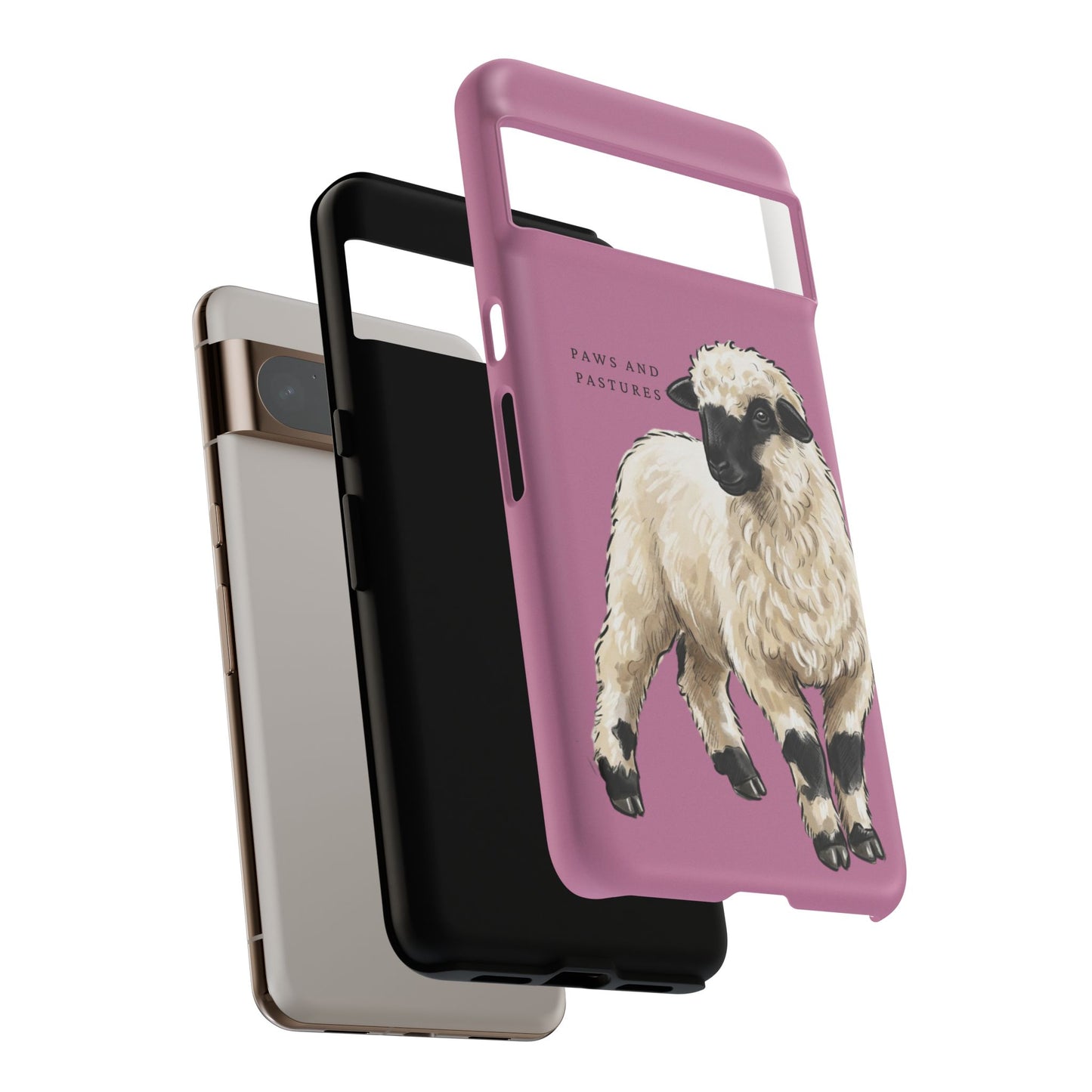 Pink Valais Blacknose Sheep Phone Case – 'Paws and Pastures' Cute Lamb Protective iPhone Cover