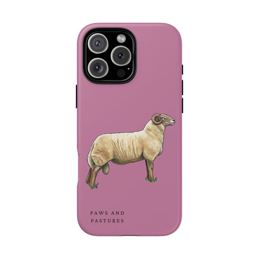 Pink Radnor Sheep Illustration Tough Phone Case — Paws and Pastures Farm Animal iPhone Cover