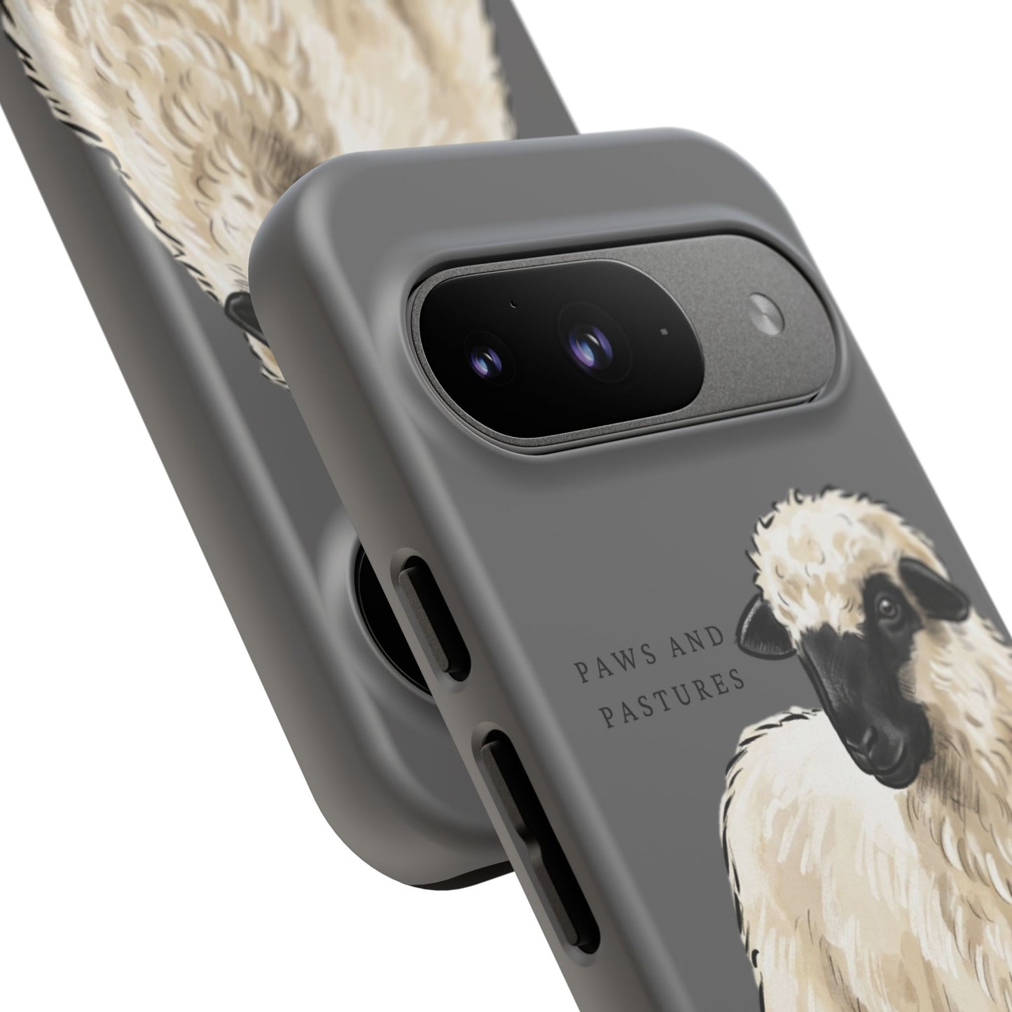 Grey Valais Blacknose Sheep Phone Case – 'Paws and Pastures' Cute Lamb Protective iPhone Cover