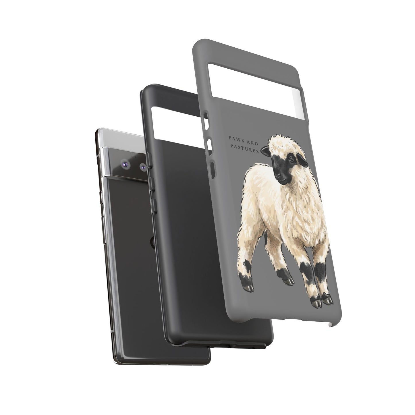 Grey Valais Blacknose Sheep Phone Case – 'Paws and Pastures' Cute Lamb Protective iPhone Cover