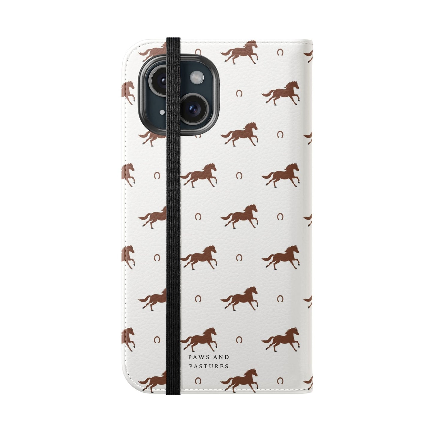 Horse Pattern Flip Case — Leather Wallet Phone Cover with Galloping Horses