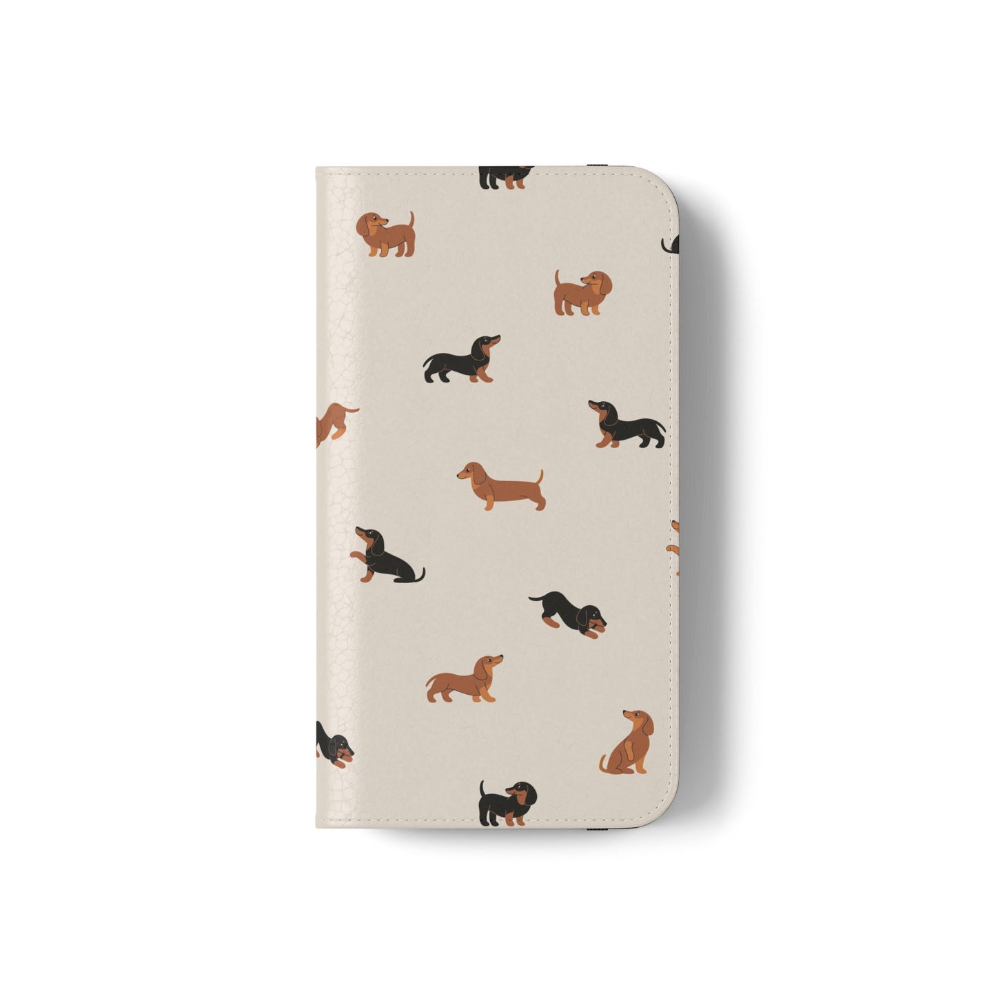 Dachshund Pattern Flip Phone Case — Wallet Folio with Card Slots