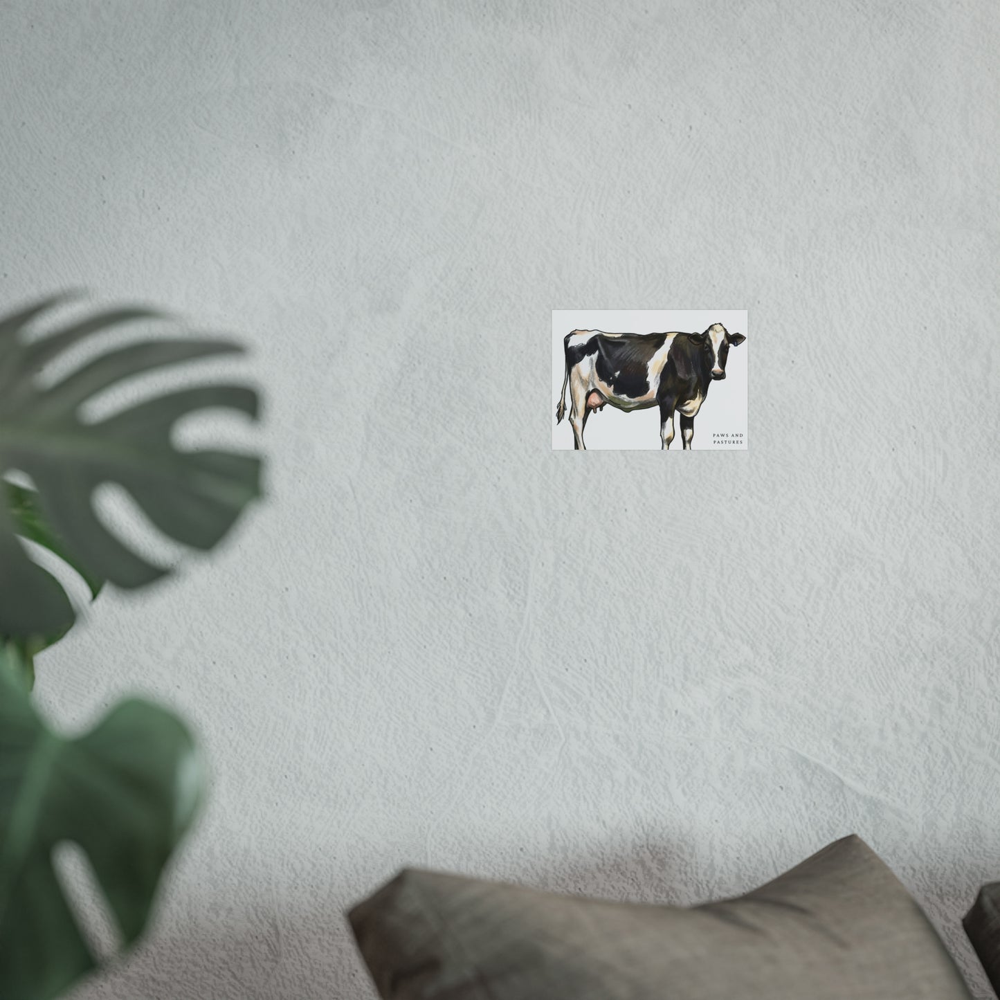 Holstein Cow Fine Art Poster 'Paws and Pastures' Rustic Farmhouse Wall Art