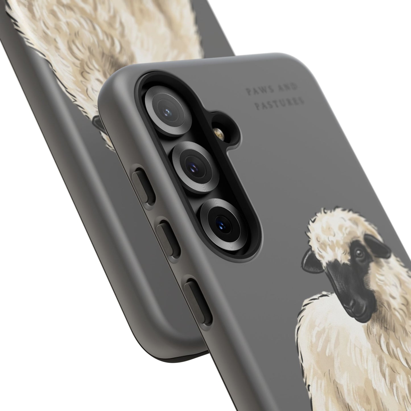 Grey Valais Blacknose Sheep Phone Case – 'Paws and Pastures' Cute Lamb Protective iPhone Cover