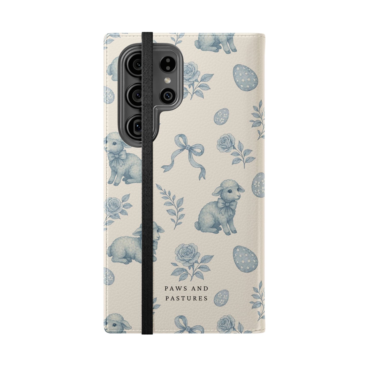 Flip Case — Pastel Blue Easter Lamb Pattern Phone Wallet