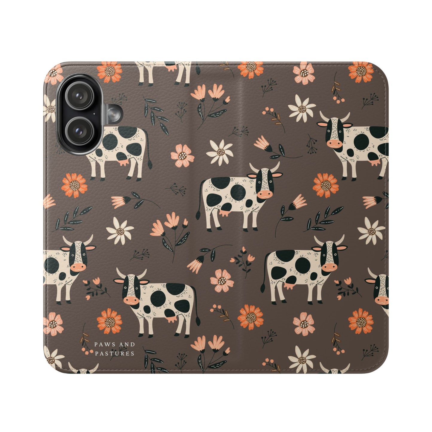 Cow Floral Flip Phone Case – Folklore Farm Pattern Wallet Case