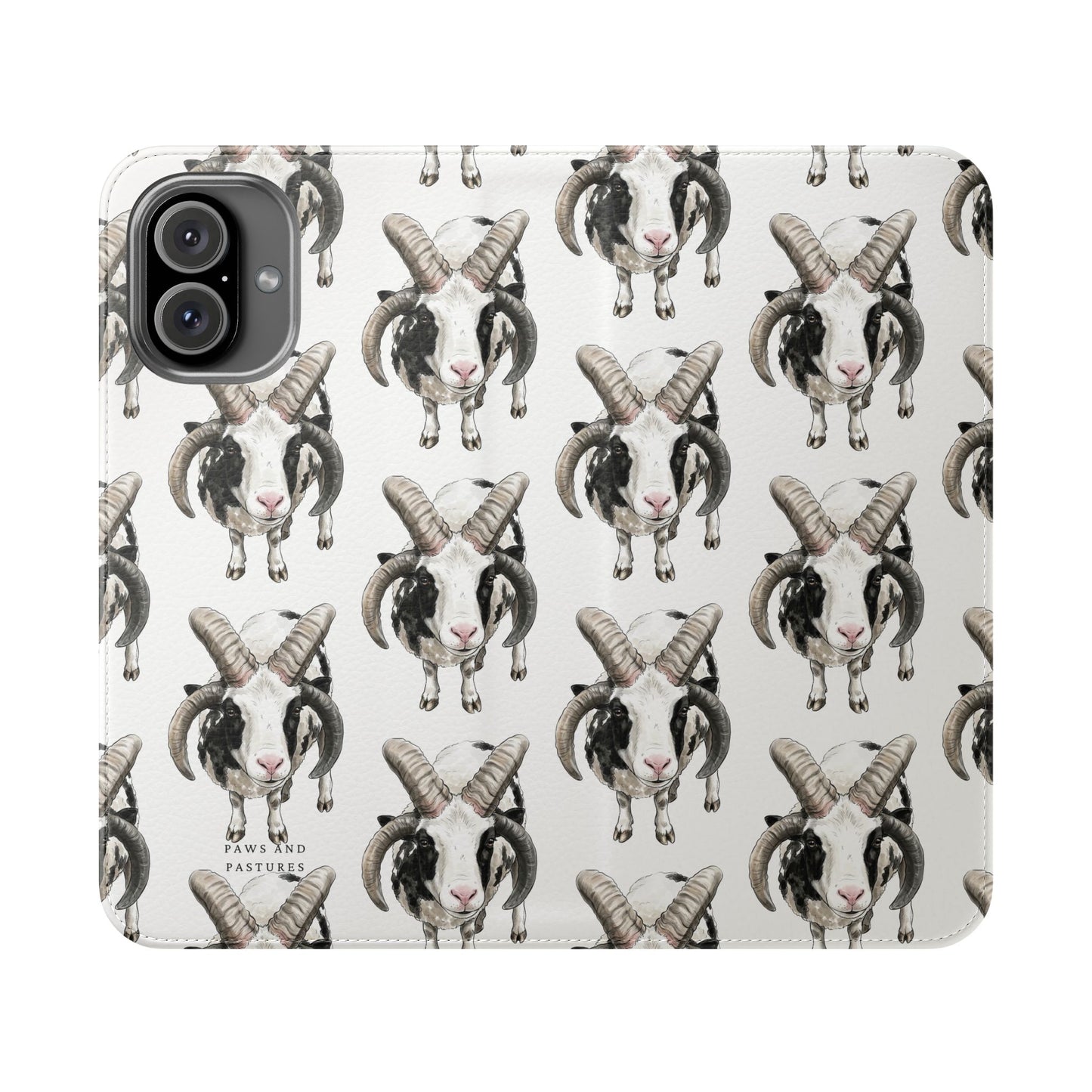 Jacob Sheep Pattern Flip Phone Case — Cute Farm Animal Wallet Cover