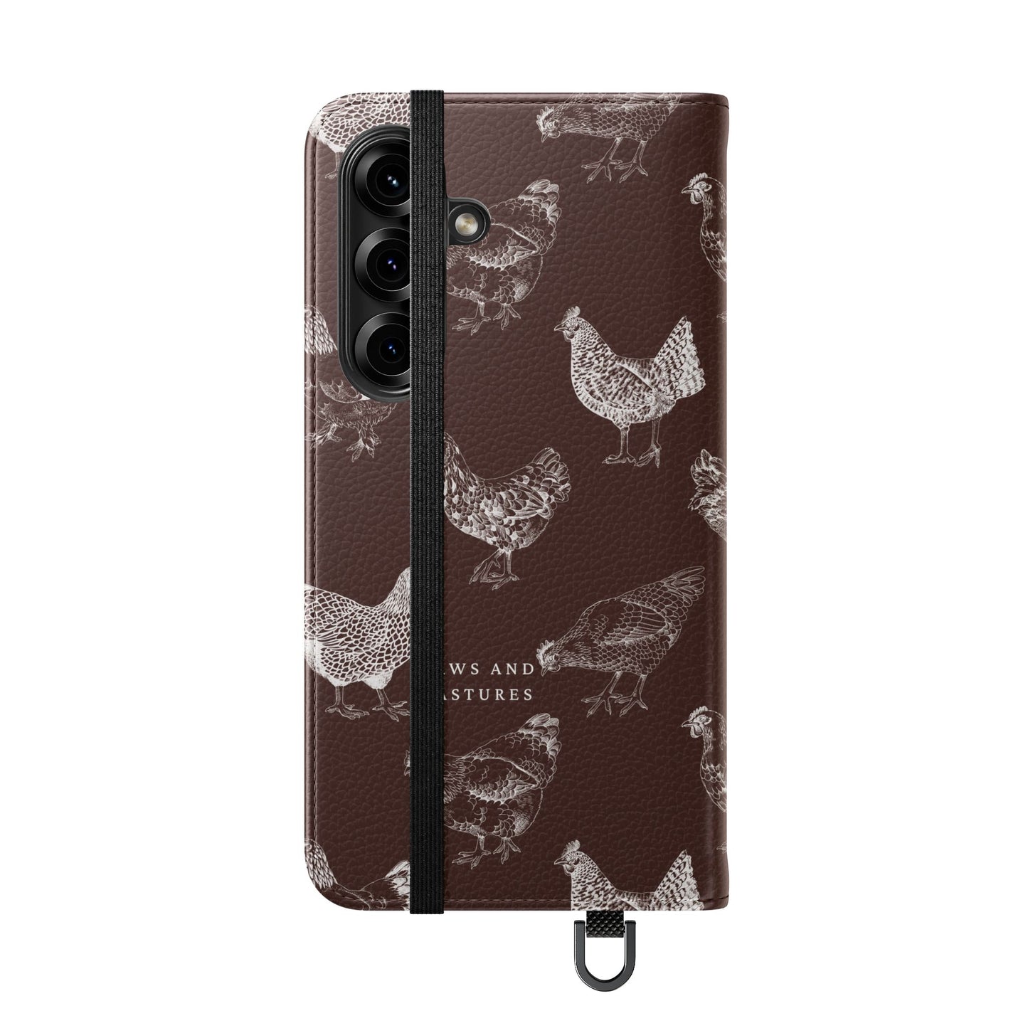 Chicken Pattern Flip Phone Case – Rustic Farmhouse Wallet Cover