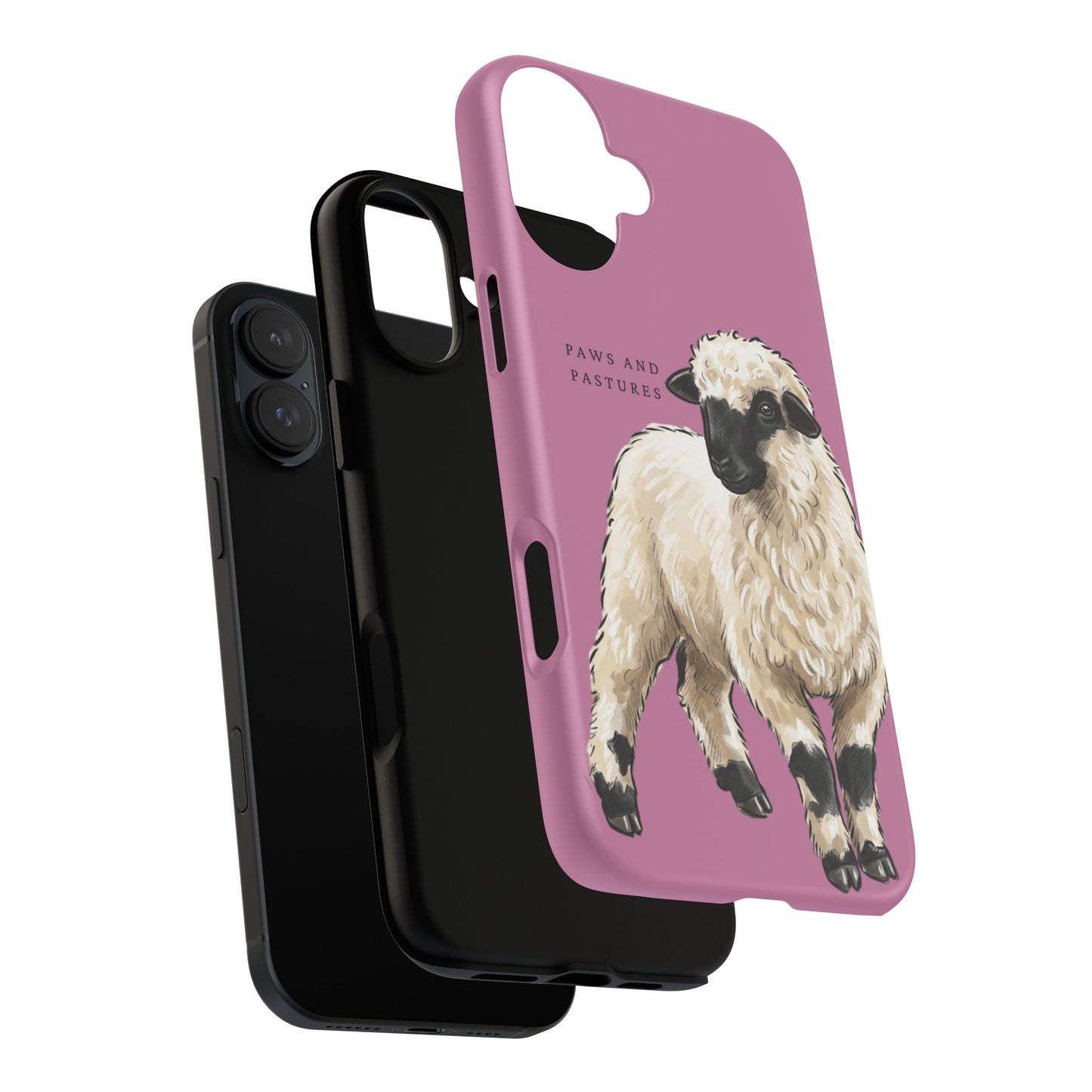Pink Valais Blacknose Sheep Phone Case – 'Paws and Pastures' Cute Lamb Protective iPhone Cover