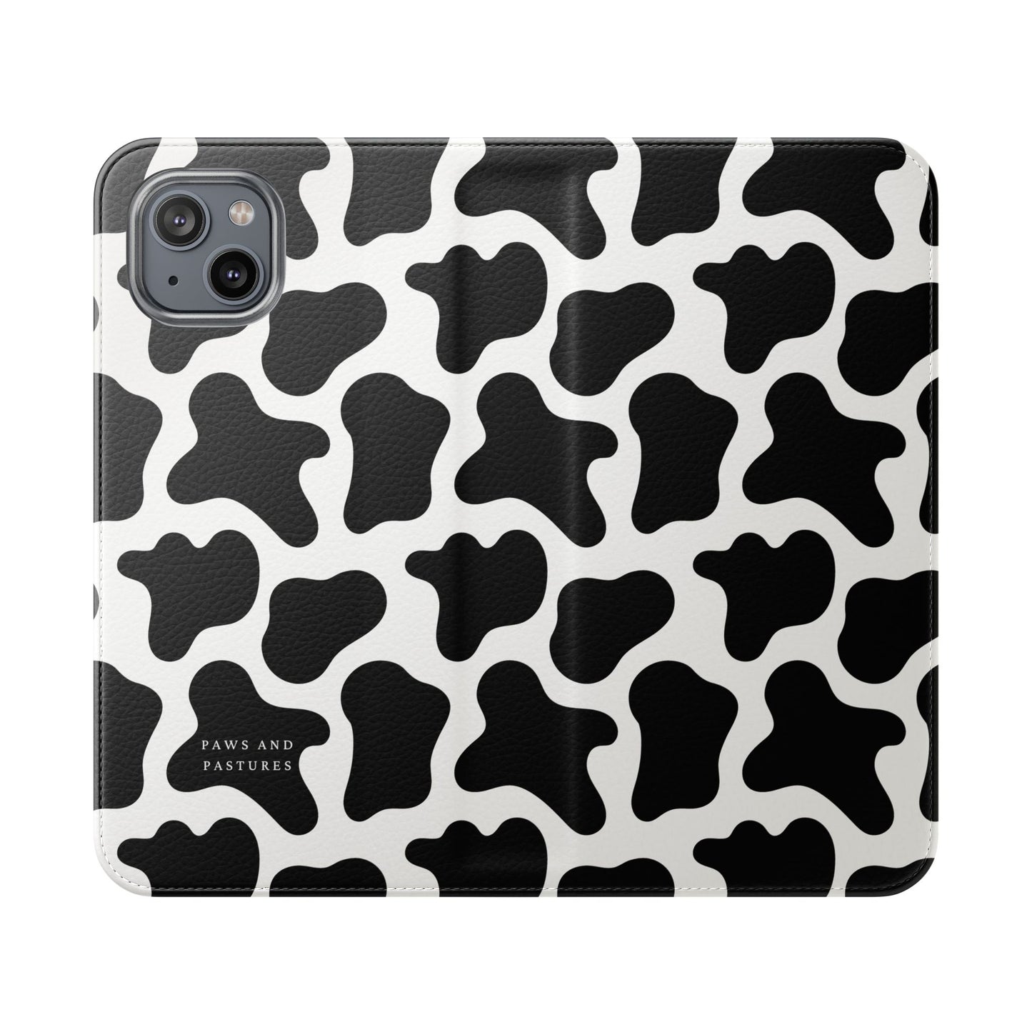 Cow Print Flip Phone Case — Black & White Wallet Flip Case