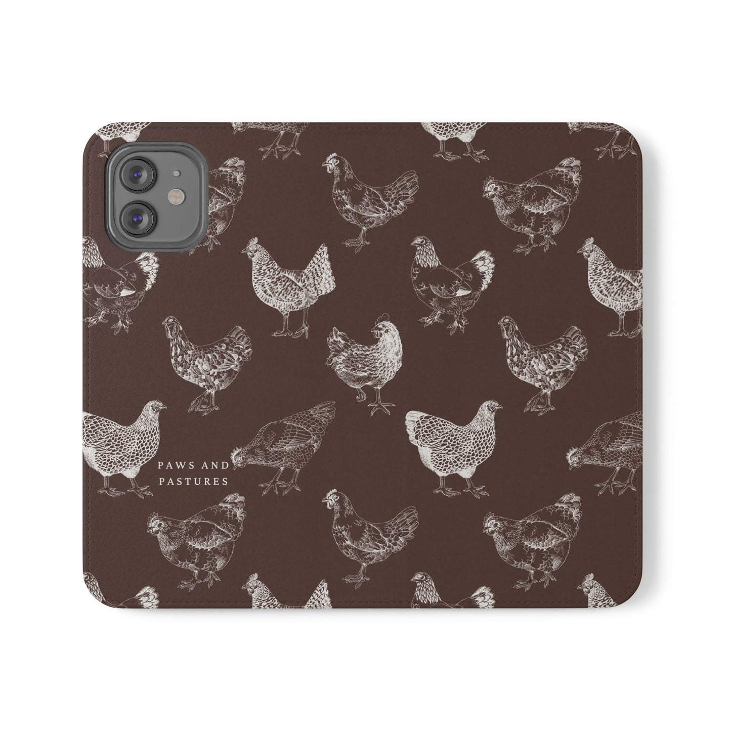 Chicken Pattern Flip Phone Case – Rustic Farmhouse Wallet Cover