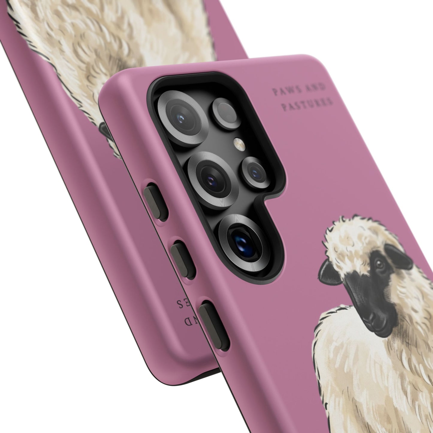 Pink Valais Blacknose Sheep Phone Case – 'Paws and Pastures' Cute Lamb Protective iPhone Cover